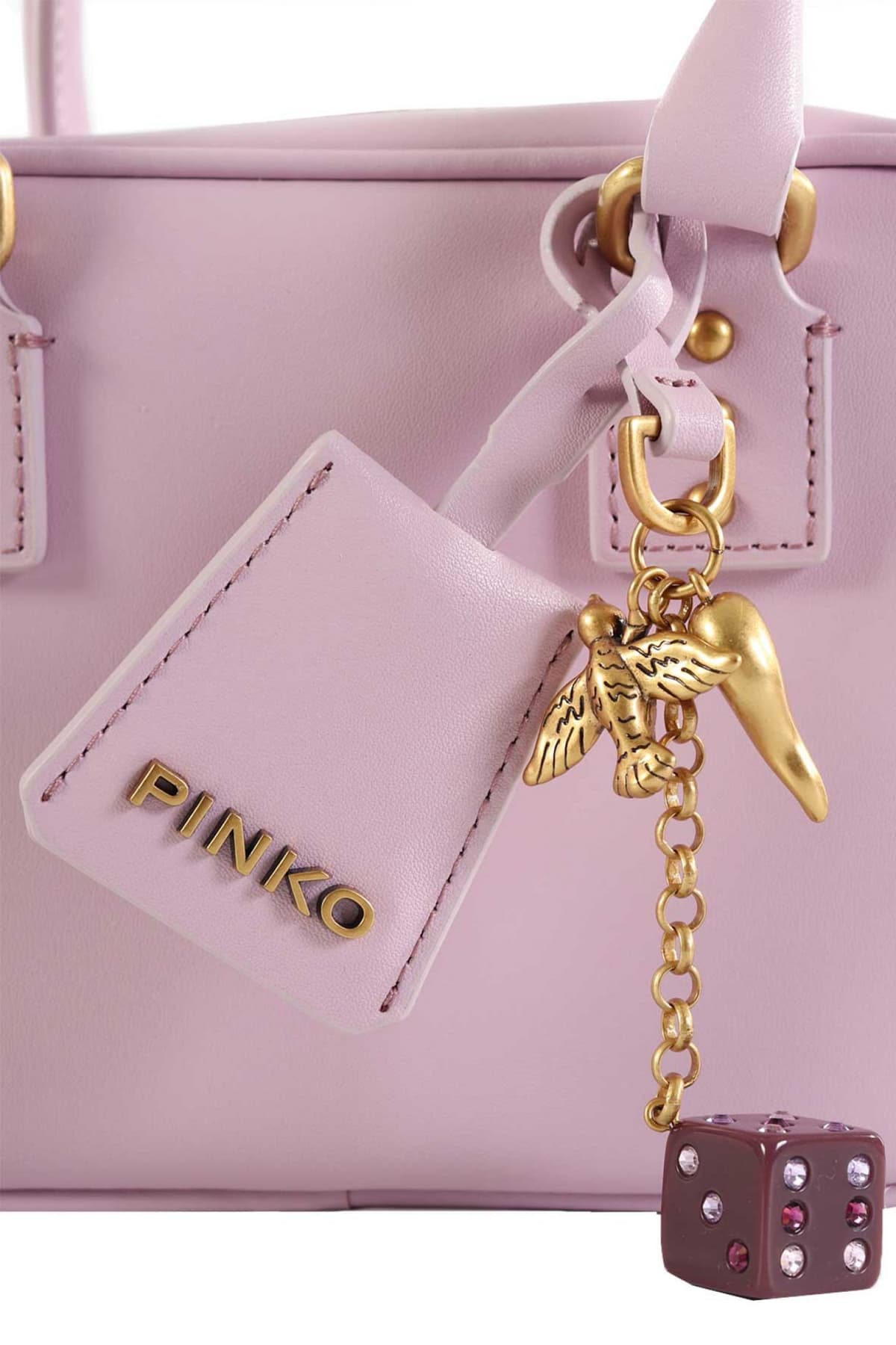 PINKO ΤΣΑΝΤΑΚΙ BOWLING BAG MINI VITELLO SETA LOGO ΖΑΡΙ ΛΙΛΑ