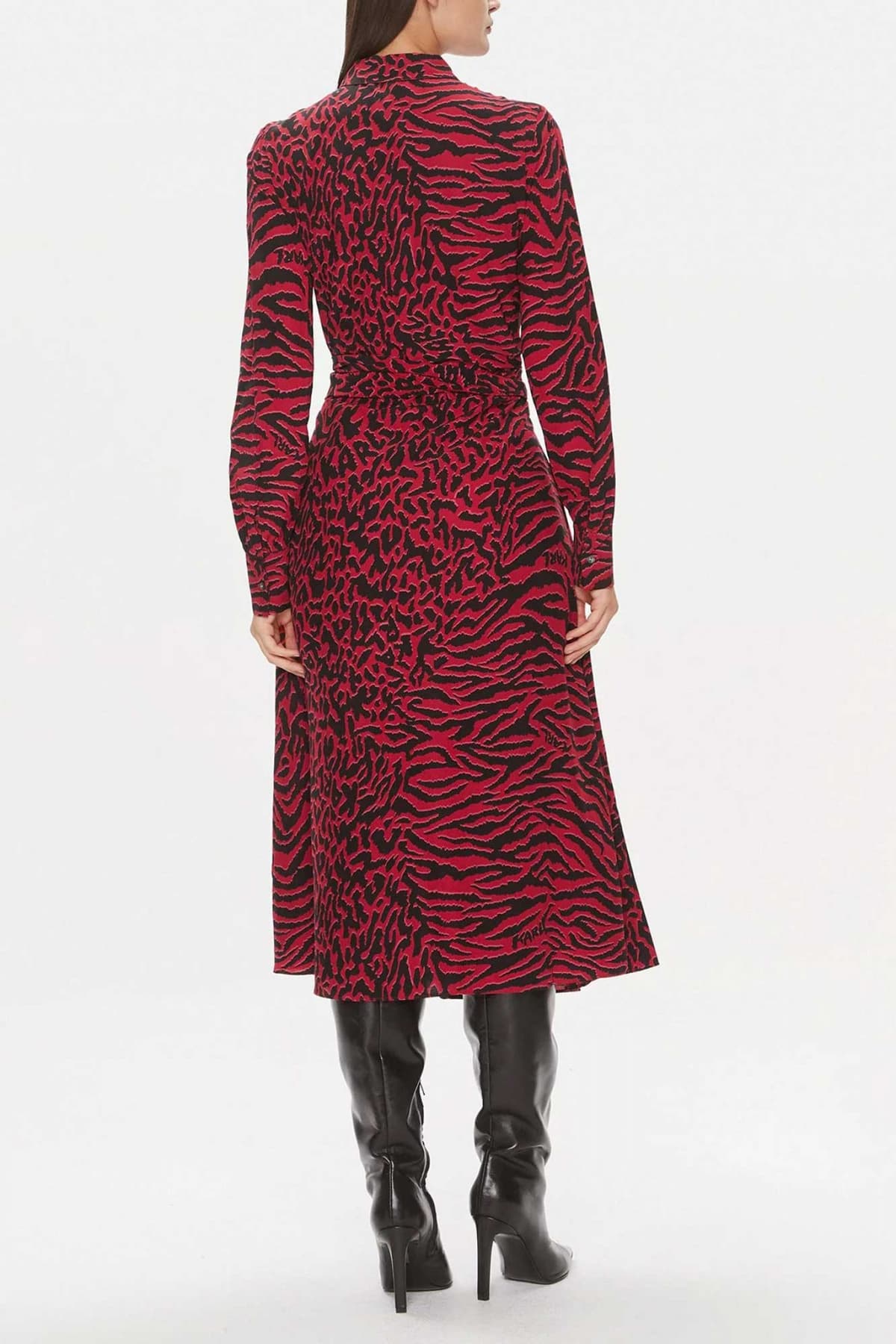 KARL LAGERFELD ΦΟΡΕΜΑ-ΠΟΥΚΑΜΙΣΟ ANIMAL PRINT ΖΩΝΗ ΚΟΚΚΙΝΟ-ΜΑΥΡΟ