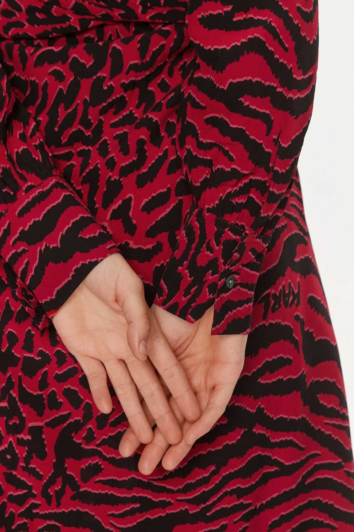 KARL LAGERFELD ΦΟΡΕΜΑ-ΠΟΥΚΑΜΙΣΟ ANIMAL PRINT ΖΩΝΗ ΚΟΚΚΙΝΟ-ΜΑΥΡΟ