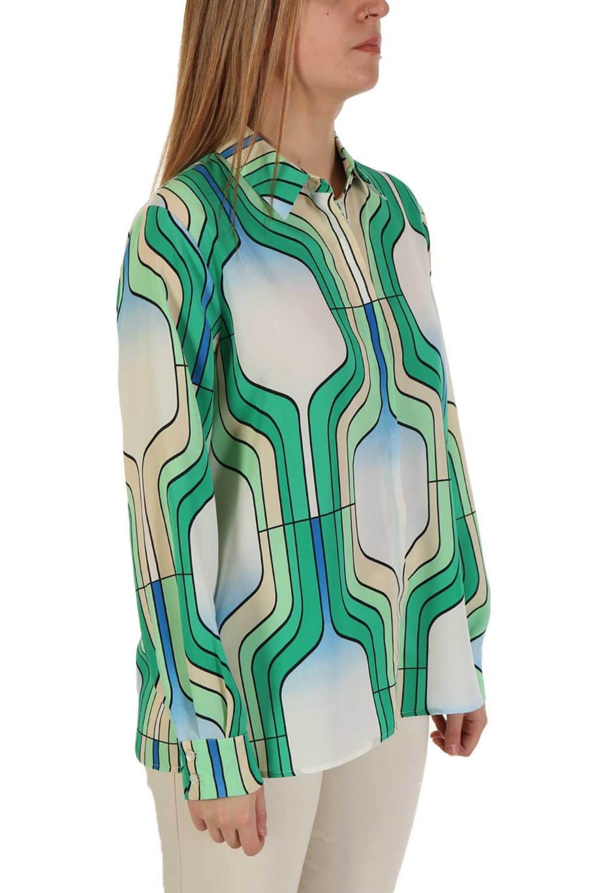 MARELLA ART 365 ΠΟΥΚΑΜΙΣΑ SIRENA ΓΕΩΜΕΤΡΙΚΟ ΣΧΕΔΙΟ ΠΟΛΥΧΡΩΜΟ ΠΡΑΣΙΝΟ