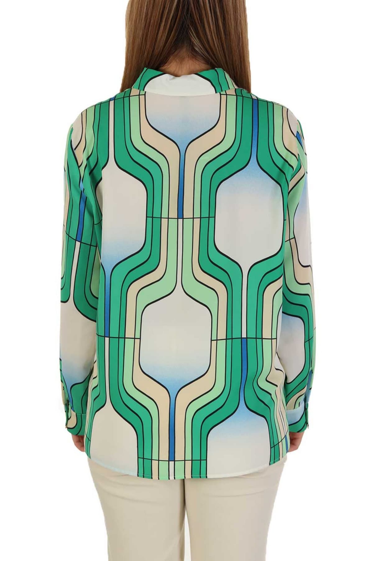 MARELLA ART 365 ΠΟΥΚΑΜΙΣΑ SIRENA ΓΕΩΜΕΤΡΙΚΟ ΣΧΕΔΙΟ ΠΟΛΥΧΡΩΜΟ ΠΡΑΣΙΝΟ