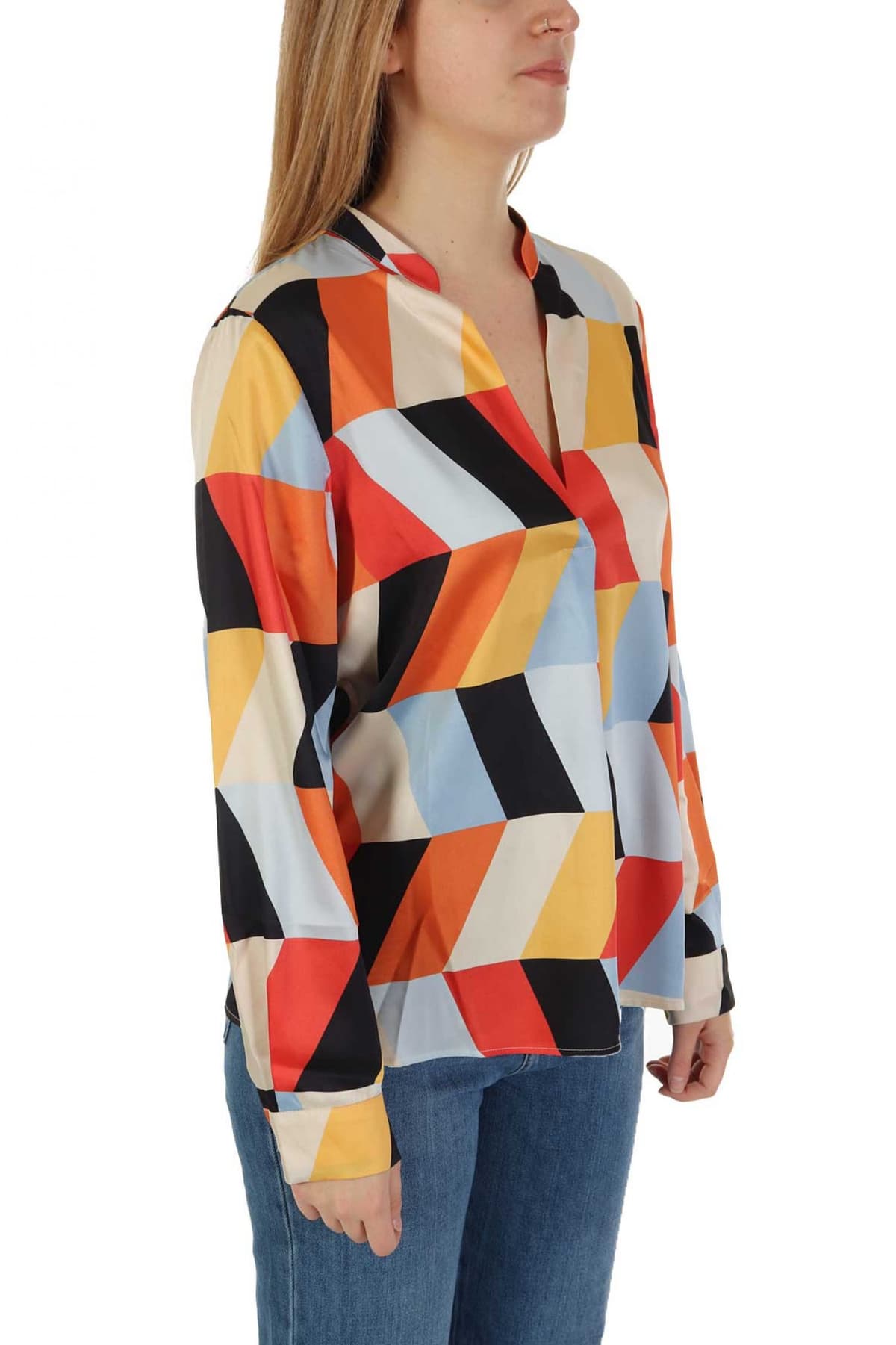 MARELLA EMME ΠΟΥΚΑΜΙΣΑ STAFFA V-NECK ΕΜΠΡΙΜΕ ΠΟΡΤΟΚΑΛΙ