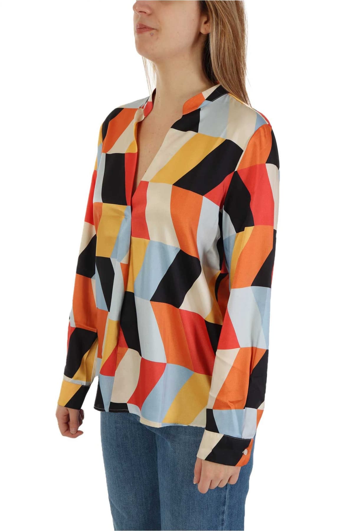 MARELLA EMME ΠΟΥΚΑΜΙΣΑ STAFFA V-NECK ΕΜΠΡΙΜΕ ΠΟΡΤΟΚΑΛΙ