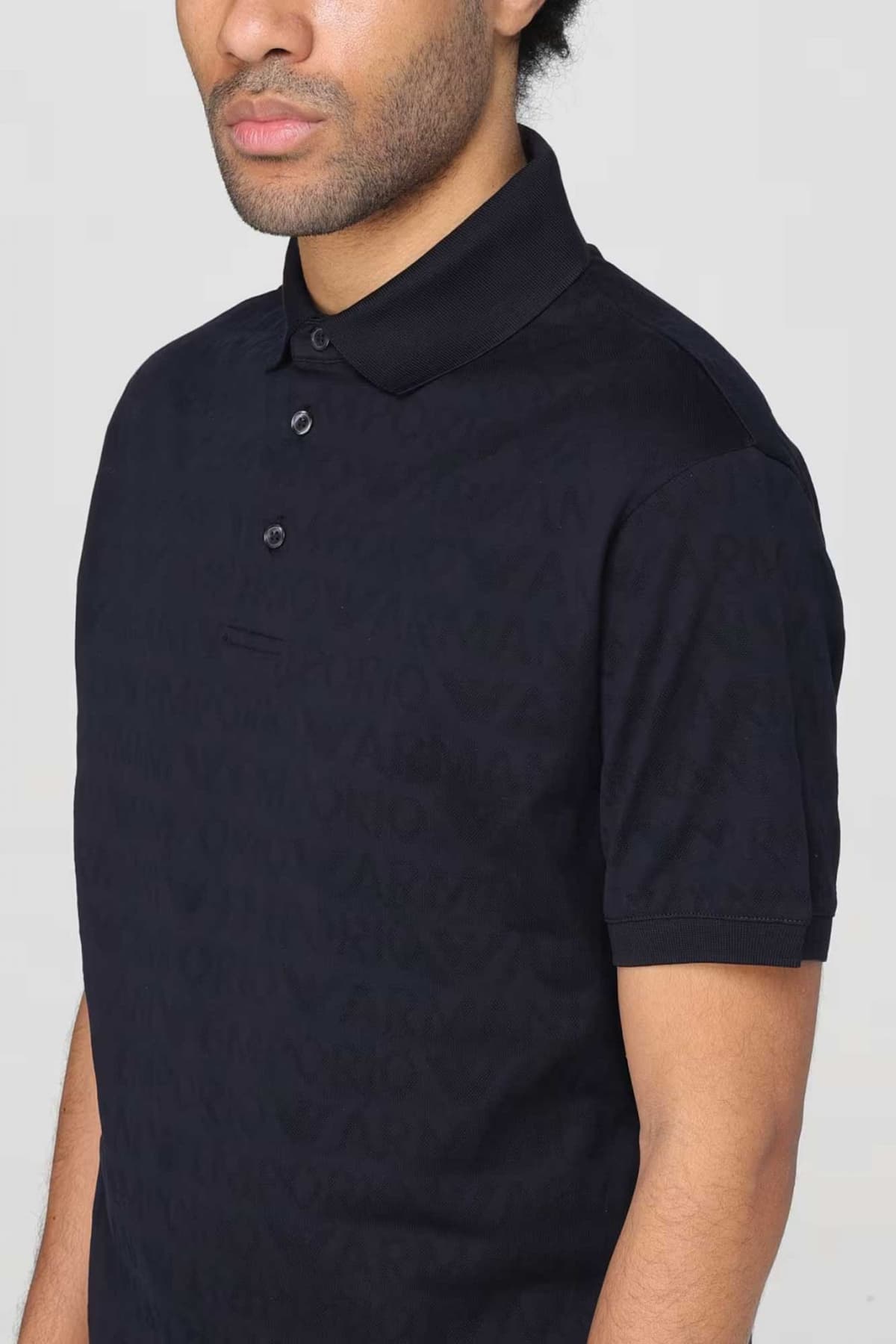 EMPORIO ARMANI POLO ALL OVER LOGO ΜΠΛΕ