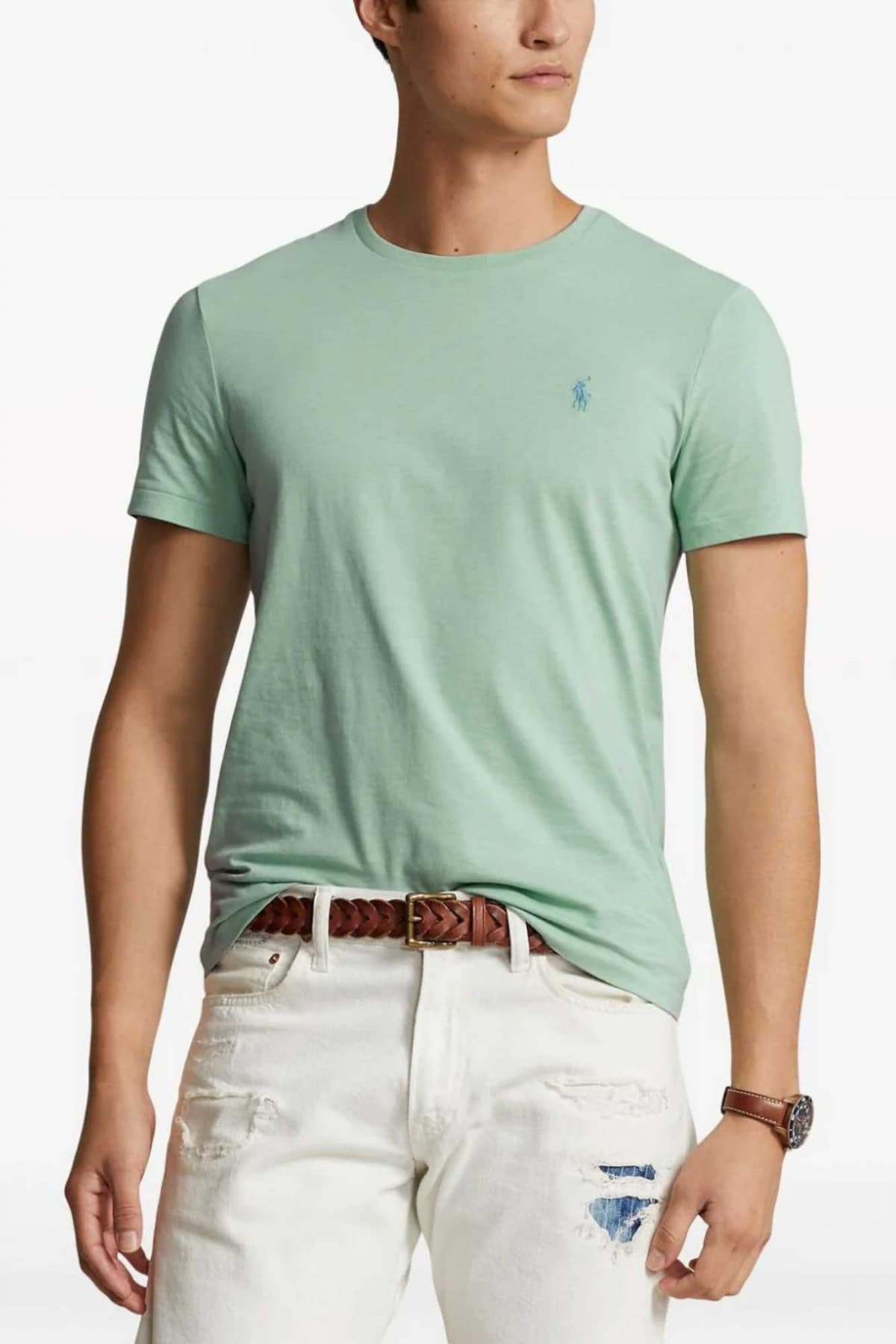 RALPH LAUREN T-SHIRT LOGO CUSTOM SLIM FIT ΜΕΝΤΑ