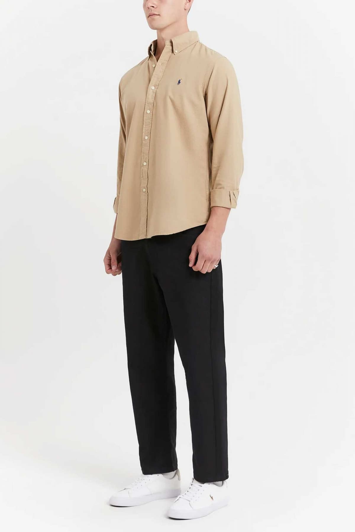 RALPH LAUREN ΠΟΥΚΑΜΙΣΟ BUTTON DOWN CUSTOM FIT LOGO ΜΠΕΖ