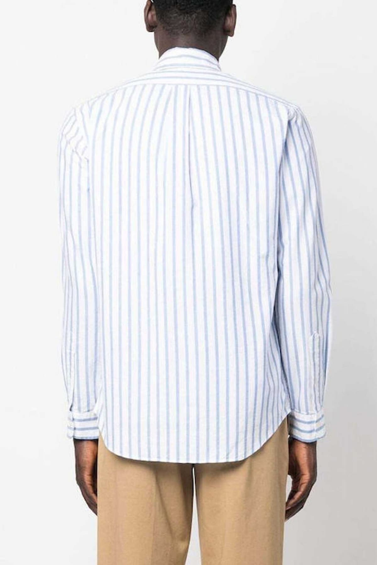 RALPH LAUREN ΠΟΥΚΑΜΙΣΟ ΡΙΓΕ BUTTON DOWN OXFORD CUSTOM FIT ΣΙΕΛ-ΛΕΥΚΟ