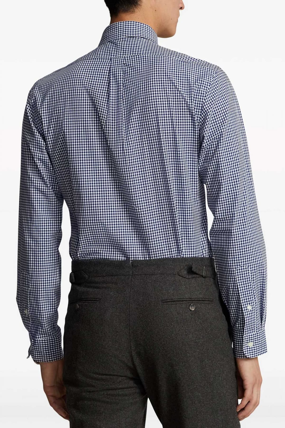 RALPH LAUREN ΠΟΥΚΑΜΙΣΟ ΚΑΡΩ BUTTON DOWN CUSTOM FIT ΜΠΛΕ-ΛΕΥΚΟ