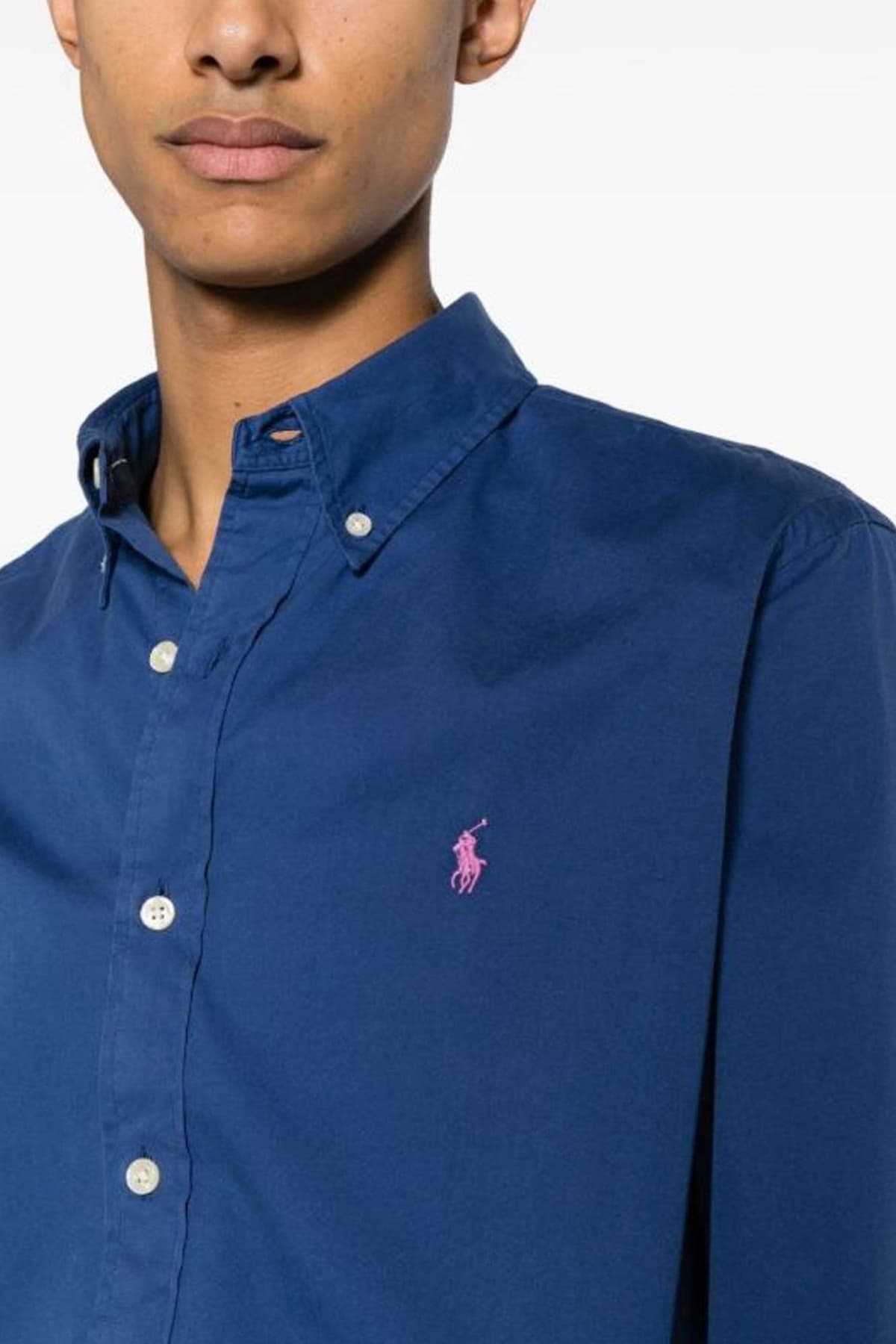 RALPH LAUREN ΠΟΥΚΑΜΙΣΟ BUTTON DOWN CUSTOM FIT FEATHER WEIGHT TWILL ΡΑΦ ΜΠΛΕ