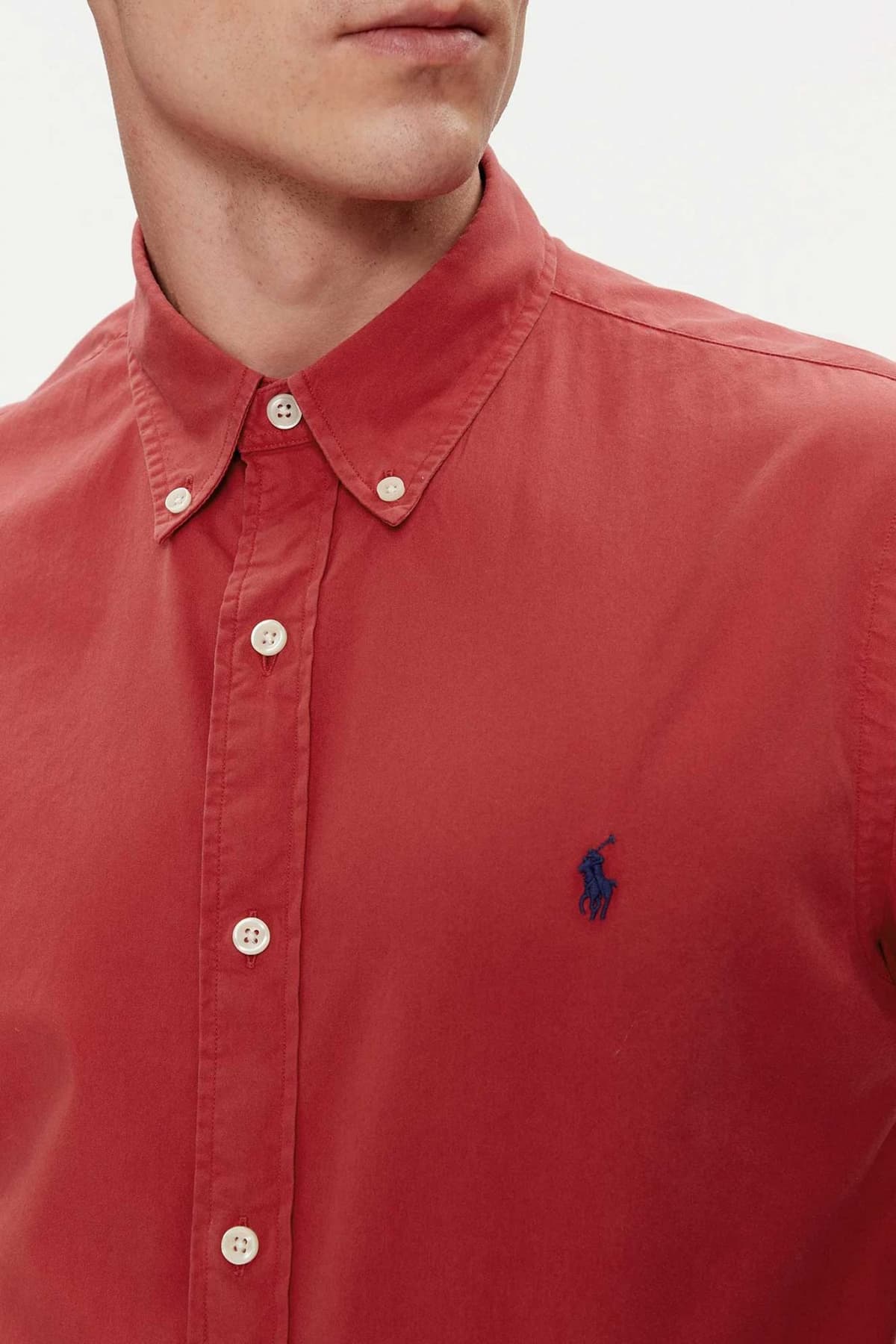 RALPH LAUREN ΠΟΥΚΑΜΙΣΟ BUTTON DOWN CUSTOM FIT FEATHER WEIGHT TWILL ΚΟΡΑΛΙ
