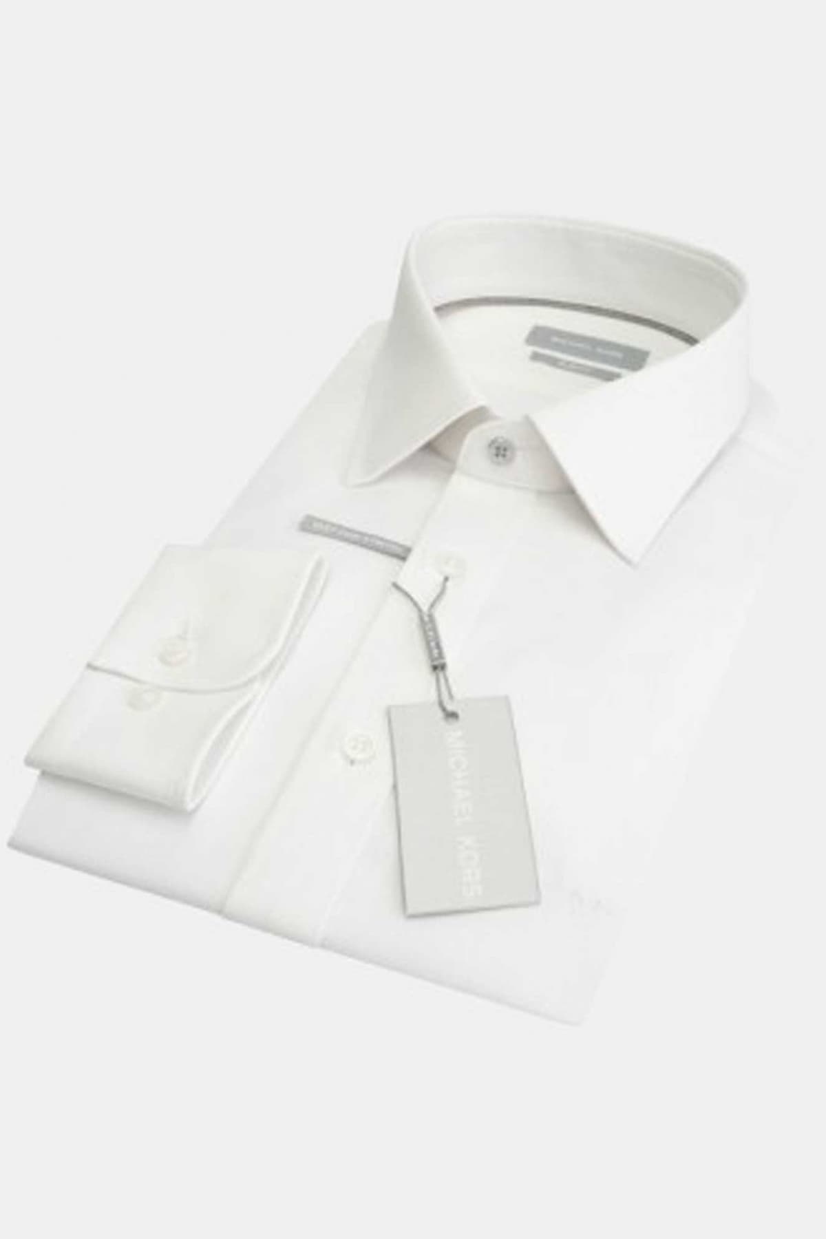 MICHAEL KORS ΠΟΥΚΑΜΙΣΟ ΜΙΚΡΟΣΧΕΔΙΟ SLIM FIT EASY CARE STRETCH ΛΕΥΚΟ