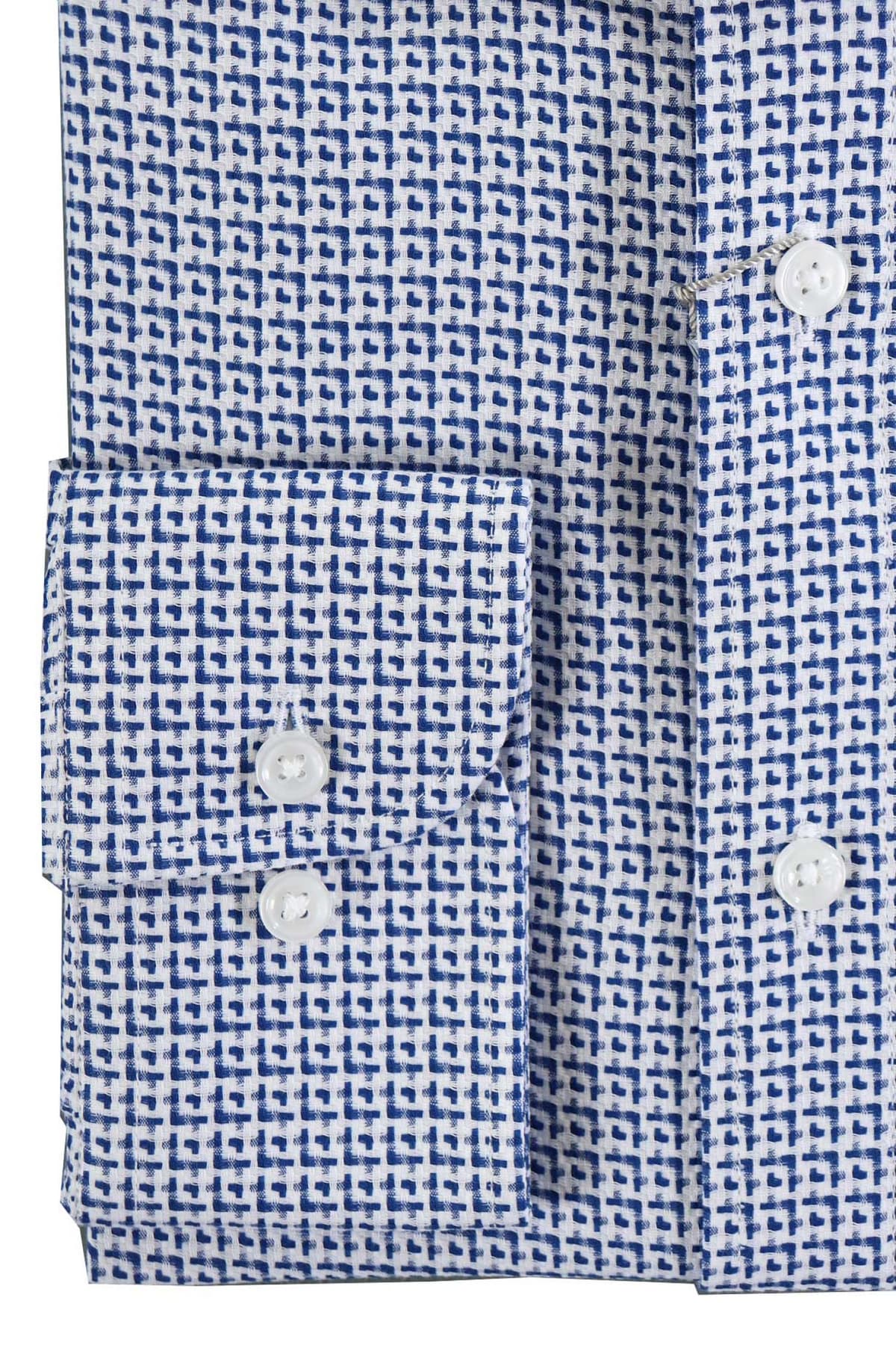 MICHAEL KORS ΠΟΥΚΑΜΙΣΟ ΜΙΚΡΟΣΧΕΔΙΟ SLIM FIT STRETCH ΜΠΛΕ-ΛΕΥΚΟ