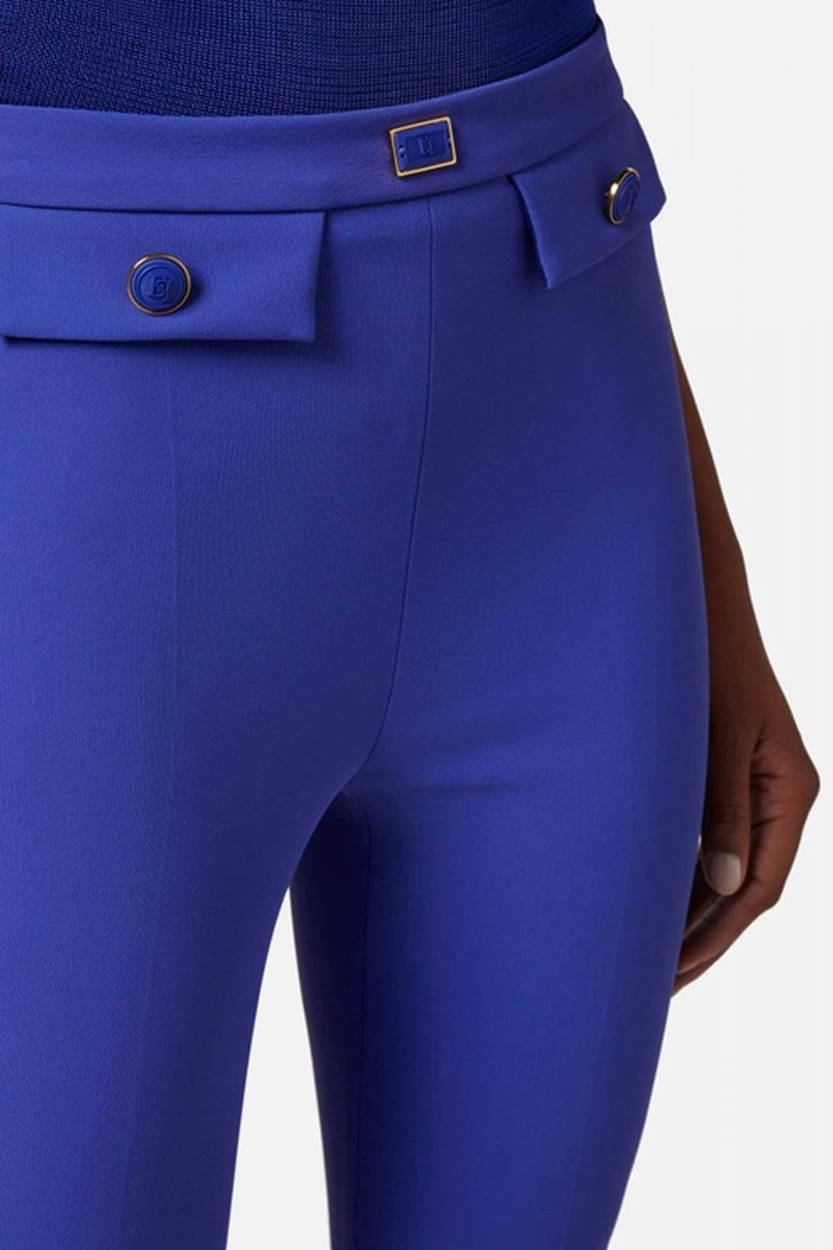 ELISABETTA FRANCHI ESSENTIALS ΠΑΝΤΕΛΟΝΙ ΚΟΥΜΠΙΑ LOGO ΜΠΛΕ ΗΛΕΚΤΡΙΚ