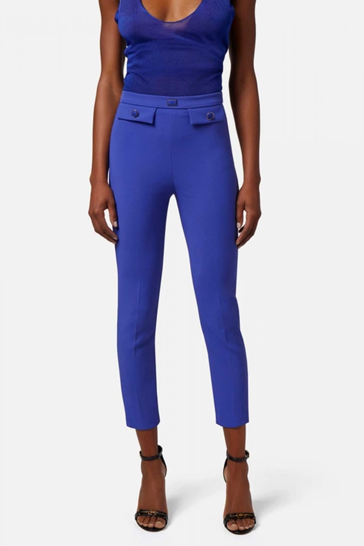 ELISABETTA FRANCHI ESSENTIALS ΠΑΝΤΕΛΟΝΙ ΚΟΥΜΠΙΑ LOGO ΜΠΛΕ ΗΛΕΚΤΡΙΚ