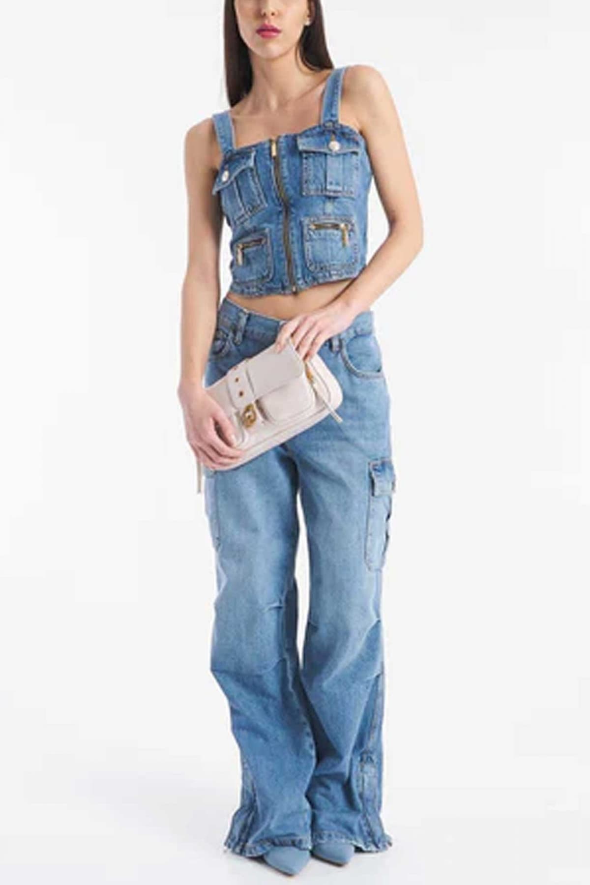 LIU JO DENIM TOP ΤΣΕΠΕΣ ΦΕΡΜΟΥΑΡ ΜΠΛΕ