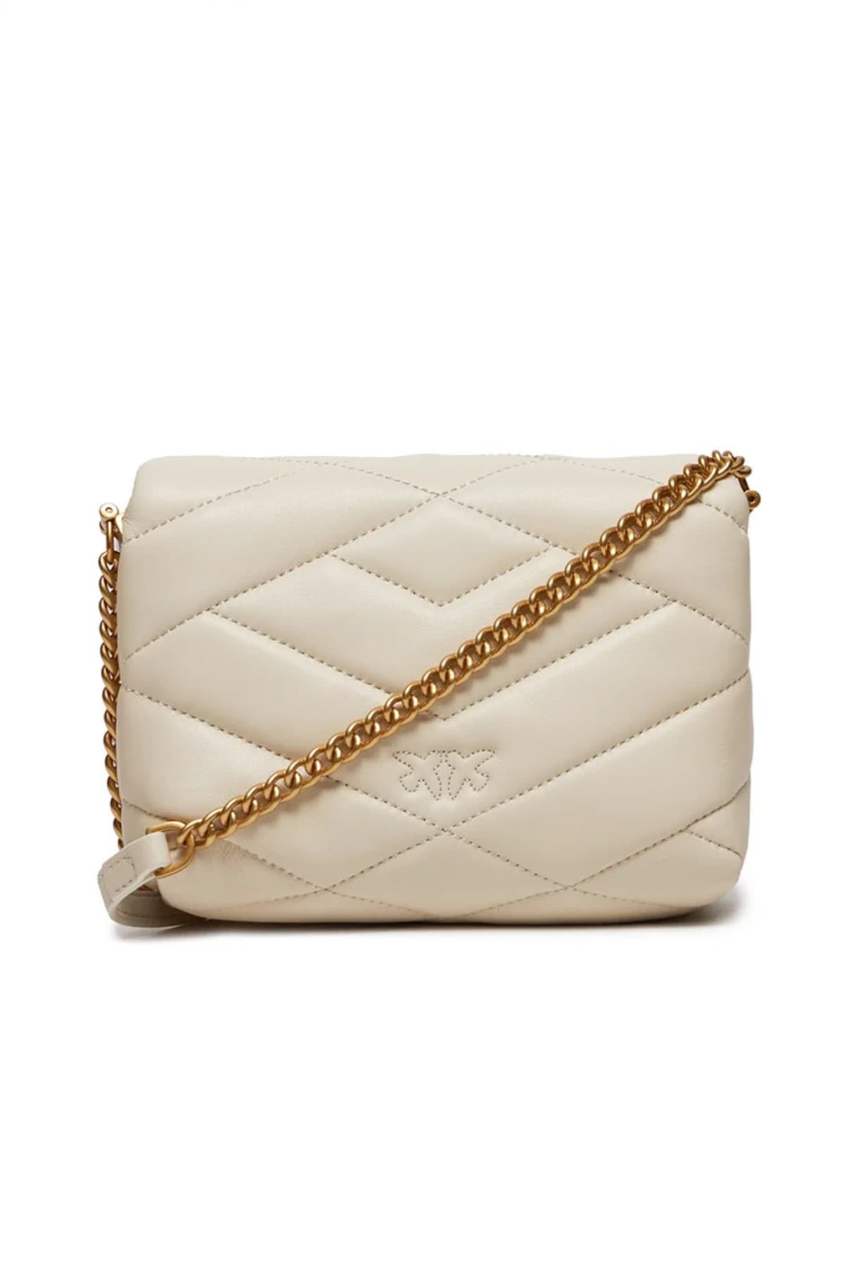 PINKO ΤΣΑΝΤΑΚΙ CROSS BODY LOVE CLICK PUFF BABY SHEEP NAPPA PUZZLE QUILT ΛΕΥΚΟ