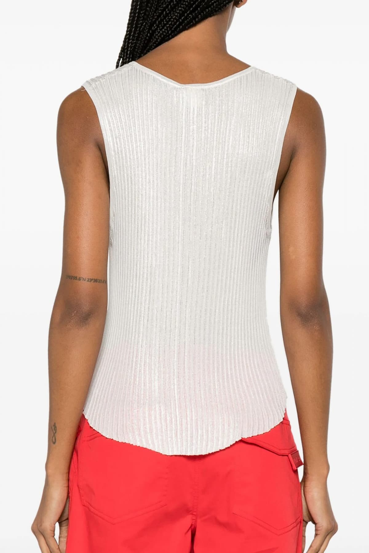 PINKO TOP ROSELAND ΡΙΜΠ ΔΙΑΦΑΝΕΙΑ ΜΕΤΑΛΛΙΖΕ ΛΕΥΚΟ