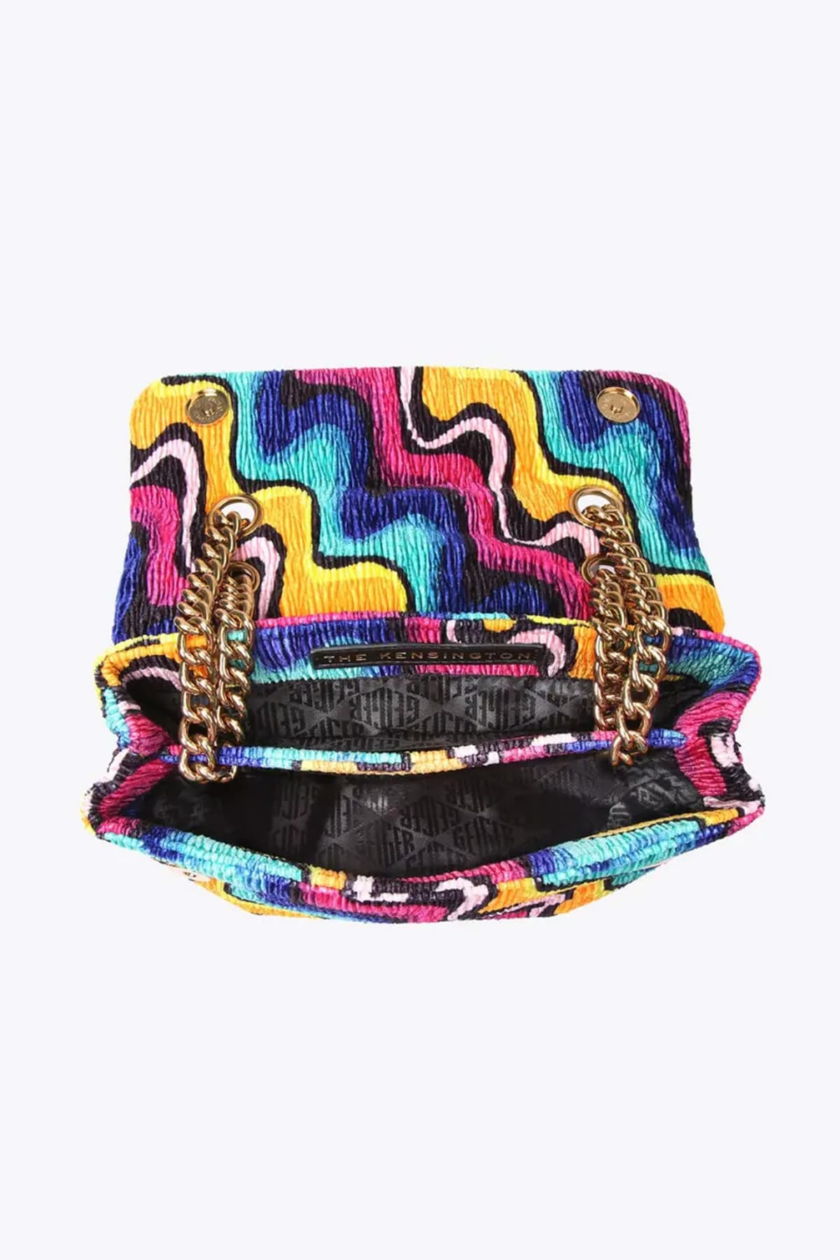 KURT GEIGER ΤΣΑΝΤΑ ΩΜΟΥ/CROSS BODY VELVET SOFT KENSINGTON ΑΛΥΣΙΔΑ ΒΕΛΟΥΔΟ LOGO ΠΟΛΥΧΡΩΜΟ