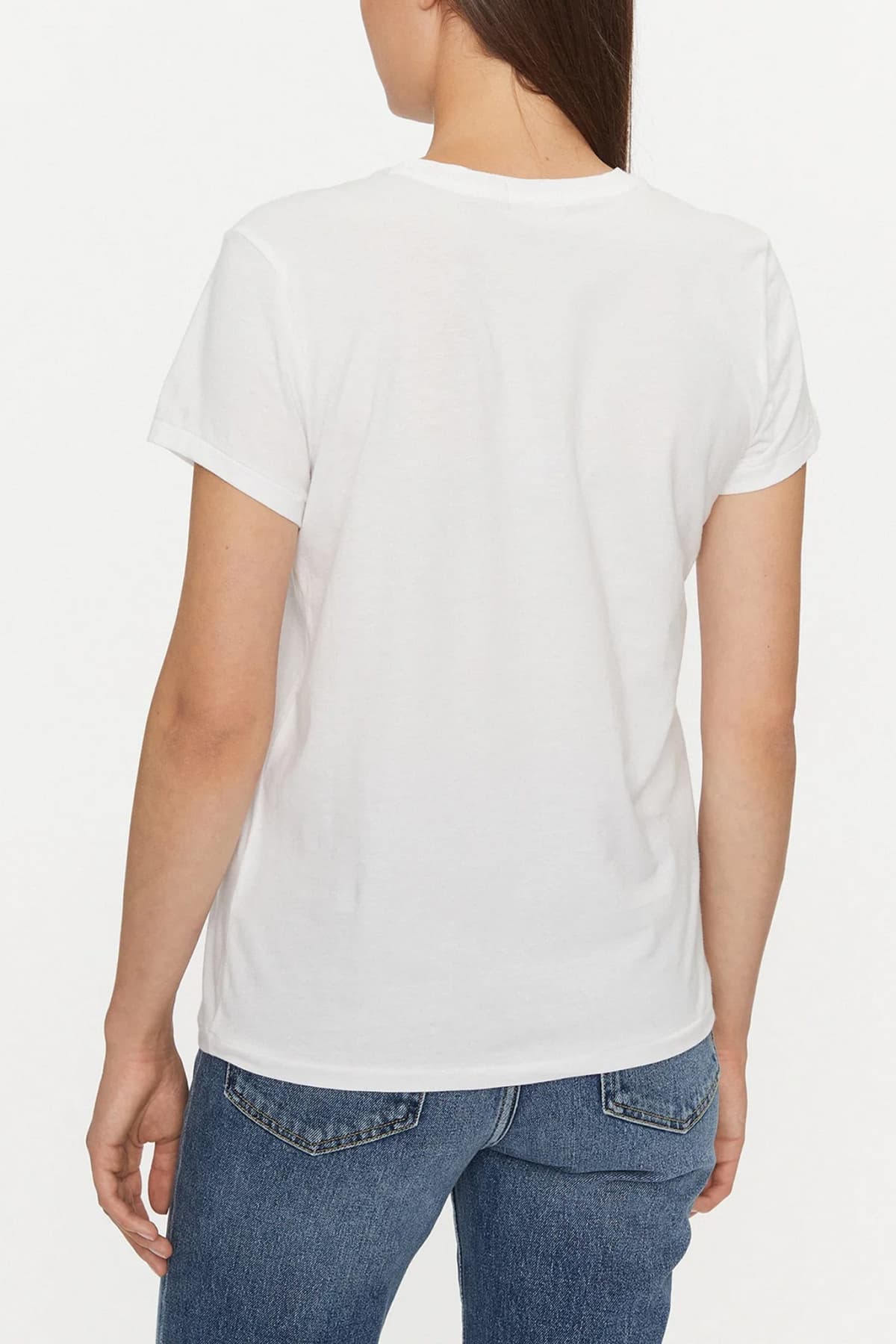 RALPH LAUREN T-SHIRT ΛΑΙΜΟΚΟΨΗ LOGO ΛΕΥΚΟ