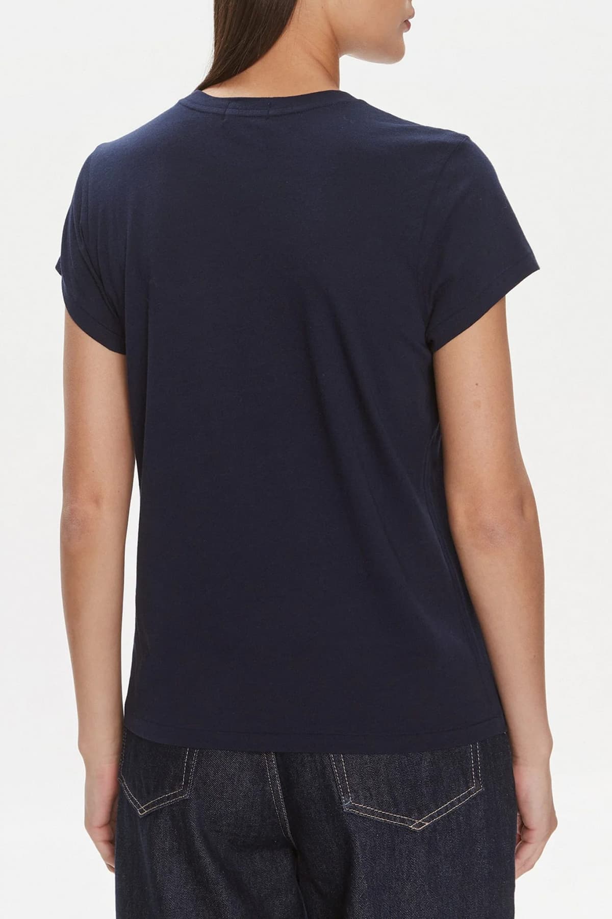 RALPH LAUREN T-SHIRT ΛΑΙΜΟΚΟΨΗ LOGO ΣΚΟΥΡΟ ΜΠΛΕ