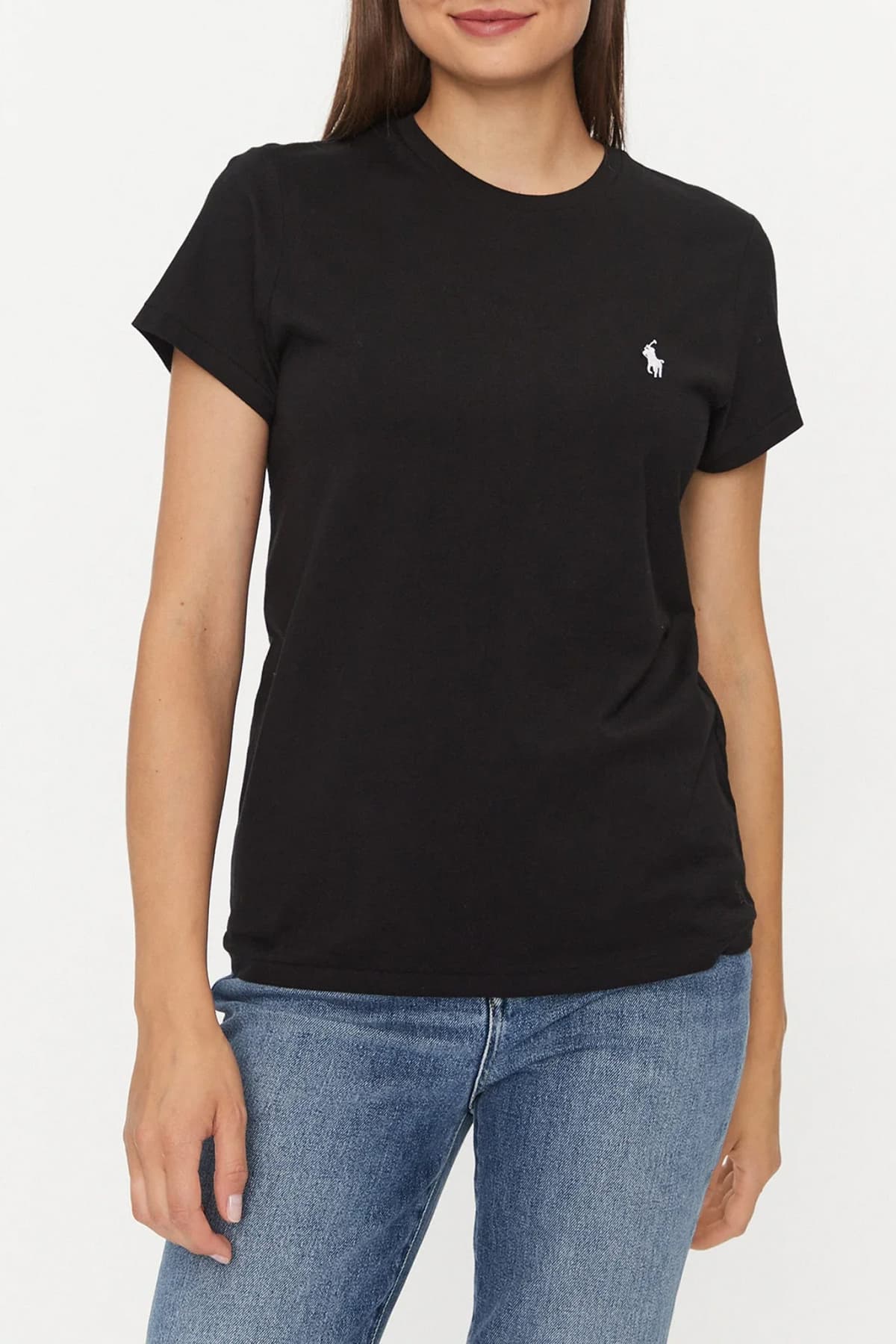 RALPH LAUREN T-SHIRT ΛΑΙΜΟΚΟΨΗ LOGO ΜΑΥΡΟ