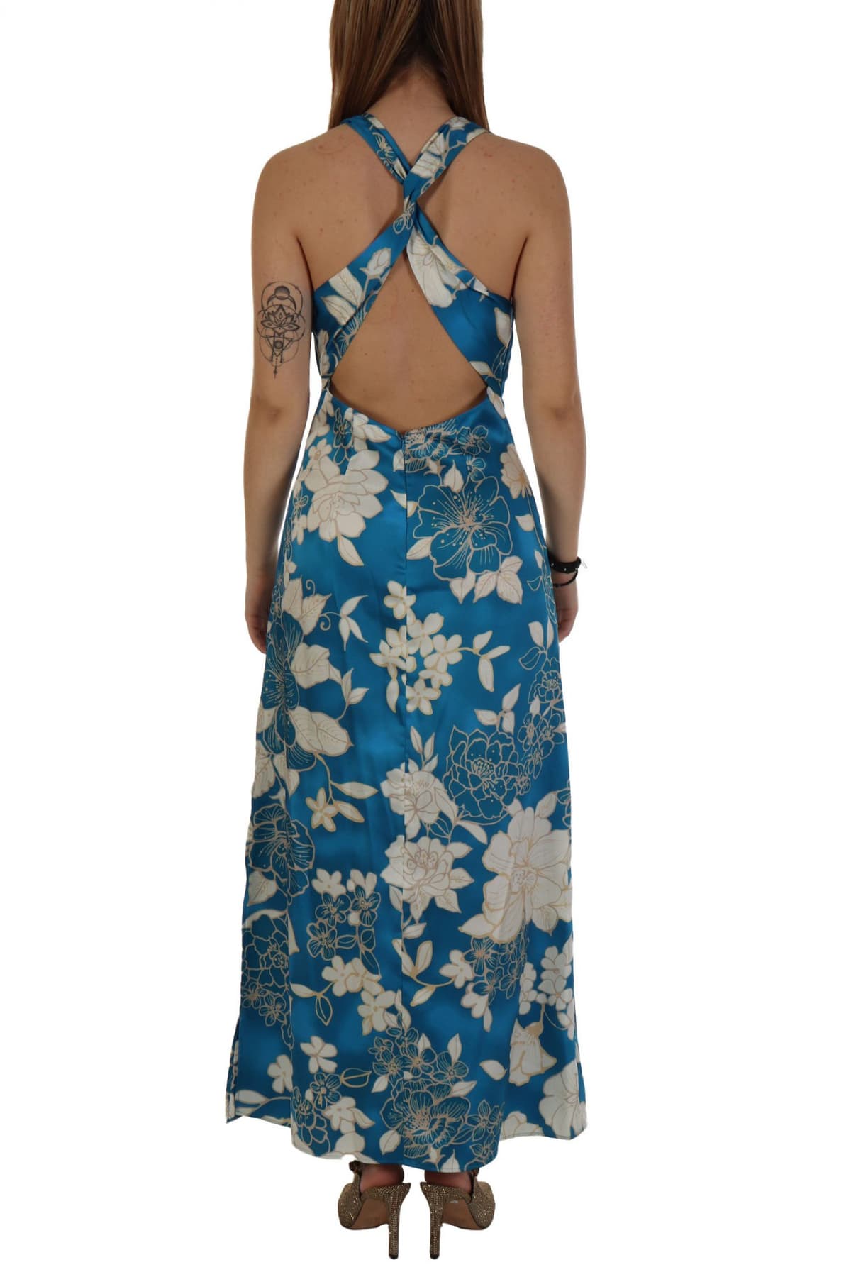 MARELLA EMME ΦΟΡΕΜΑ BUSSETO MAXI ΣΚΙΣΙΜΟ ΠΛΑΙ ΑΝΟΙΧΤΗ ΠΛΑΤΗ ΝΤΡΑΠΕ ΕΜΠΡΙΜΕ ΜΠΛΕ