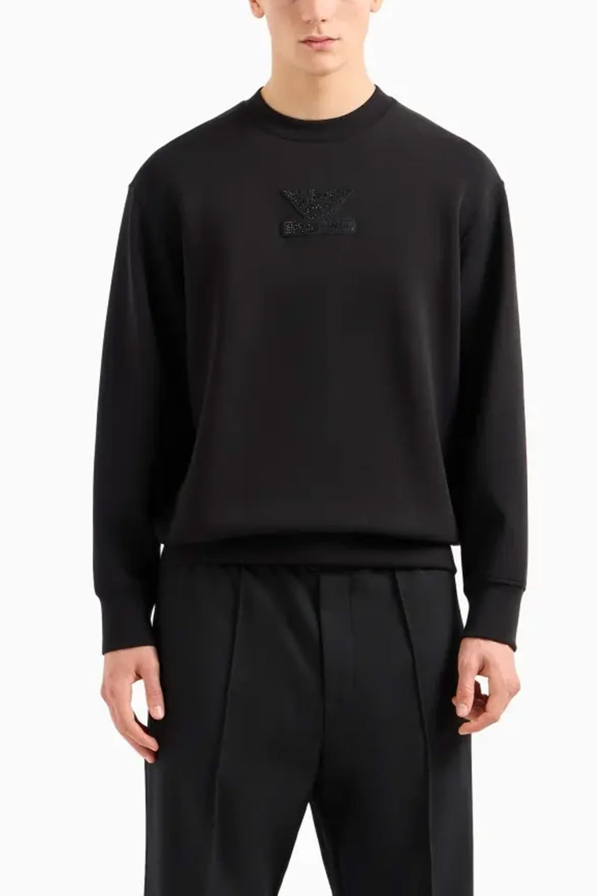 EMPORIO ARMANI ΦΟΥΤΕΡ CREW NECK LOGO ΜΑΥΡΟ