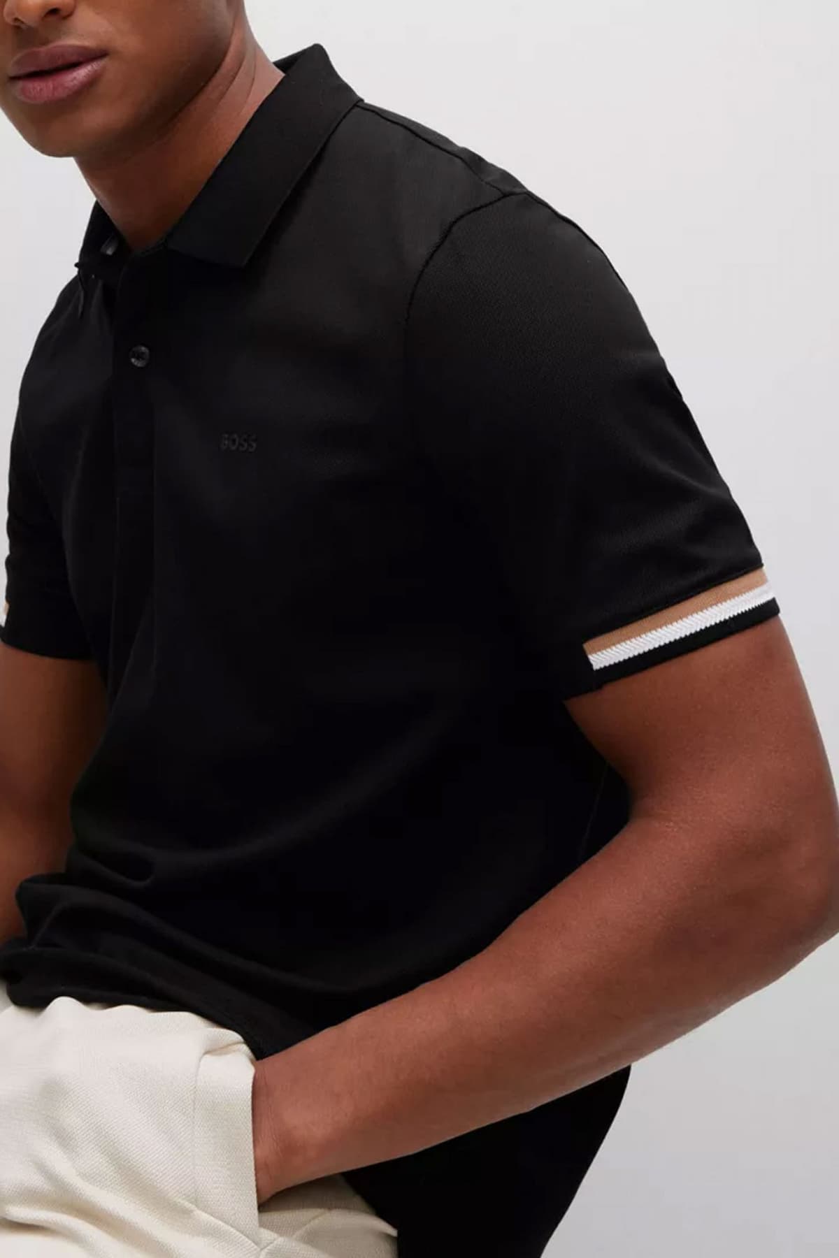 BOSS POLO PARLAY 147 MERCERISED ΜΑΥΡΟ