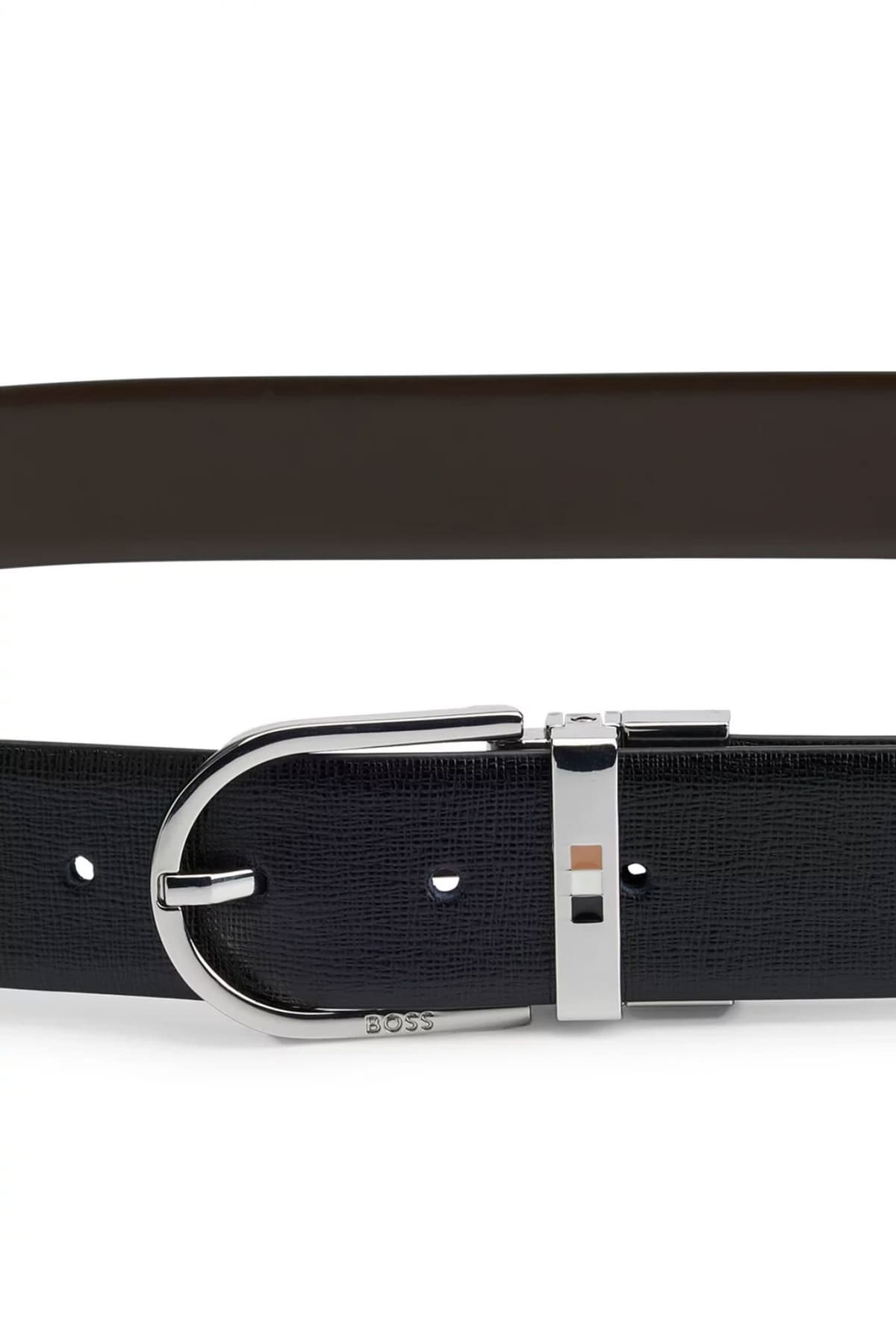 BOSS ΖΩΝΗ REVERSIBLE OFF-E-OR_35 SAFP ΜΑΥΡΟ-ΚΑΦΕ