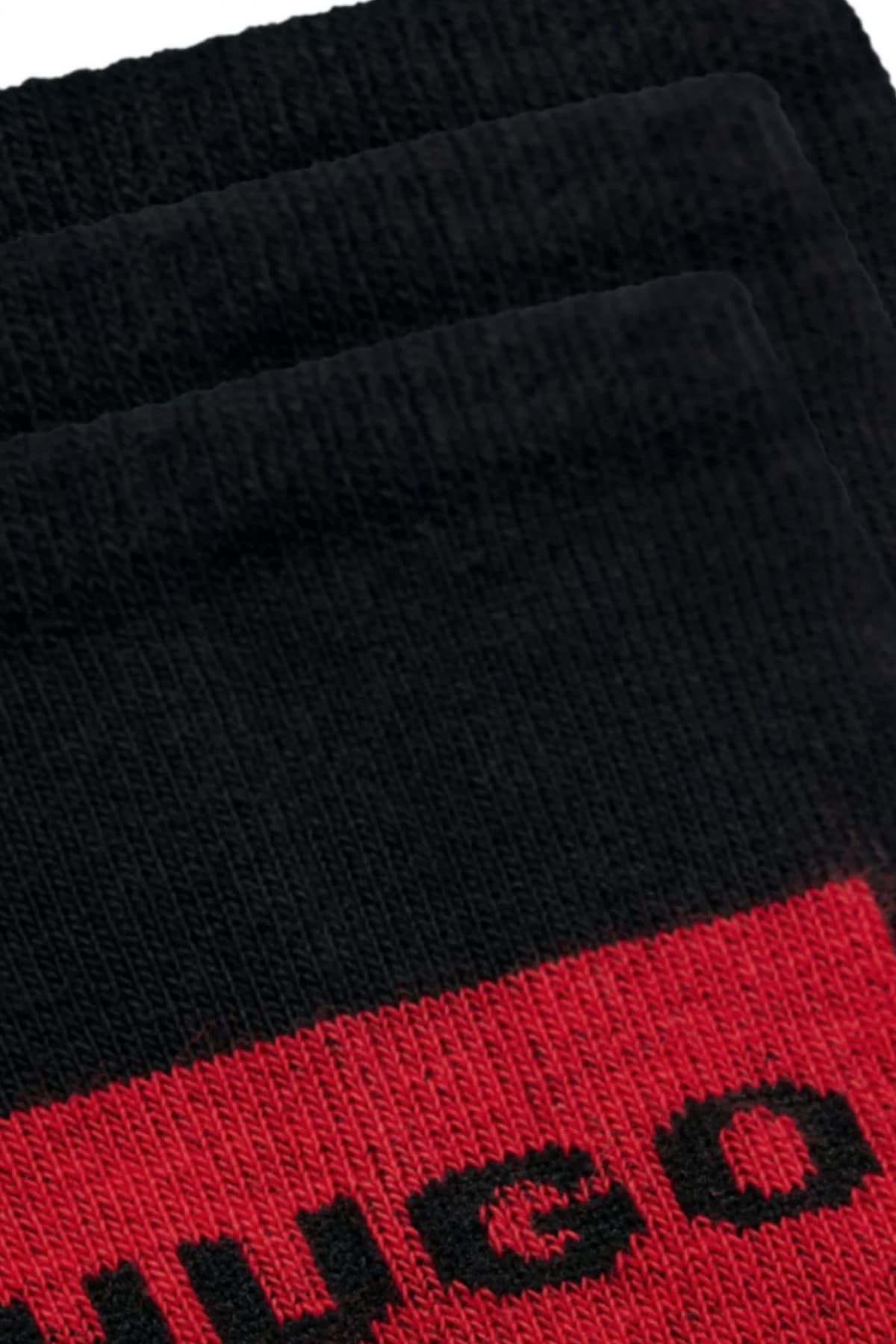 HUGO ΚΑΛΤΣΕΣ 3P LC LABEL CC ΜΑΥΡΟ-ΚΟΚΚΙΝΟ