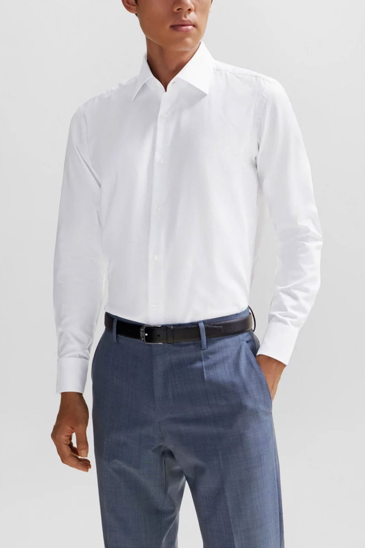 BOSS ΠΟΥΚΑΜΙΣΟ REGULAR FIT EASY IRON H-JOE-KENT-C3-214 ΛΕΥΚΟ