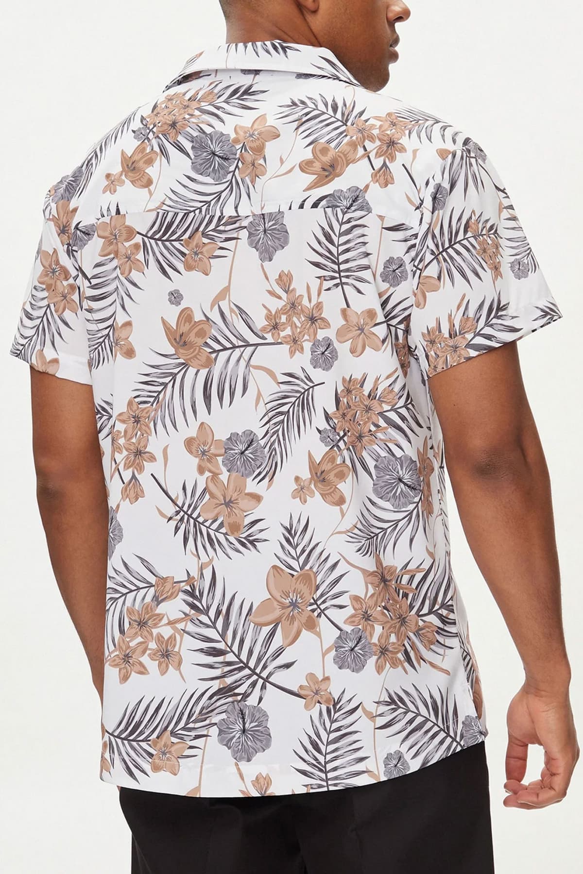 BOSS BEACHWEAR ΠΟΥΚΑΜΙΣΟ BEACH SHIRT ΦΛΟΡΑΛ ΛΕΥΚΟ