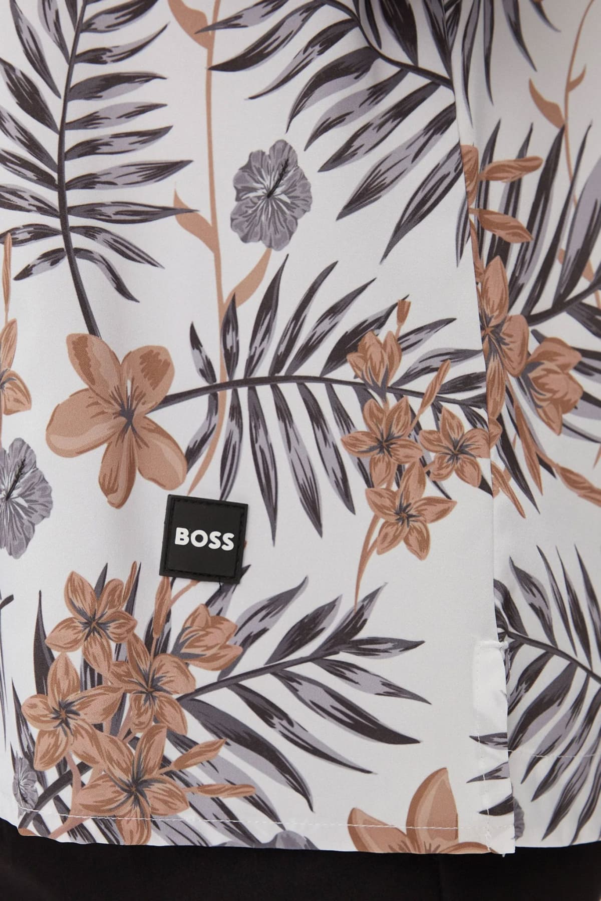 BOSS BEACHWEAR ΠΟΥΚΑΜΙΣΟ BEACH SHIRT ΦΛΟΡΑΛ ΛΕΥΚΟ