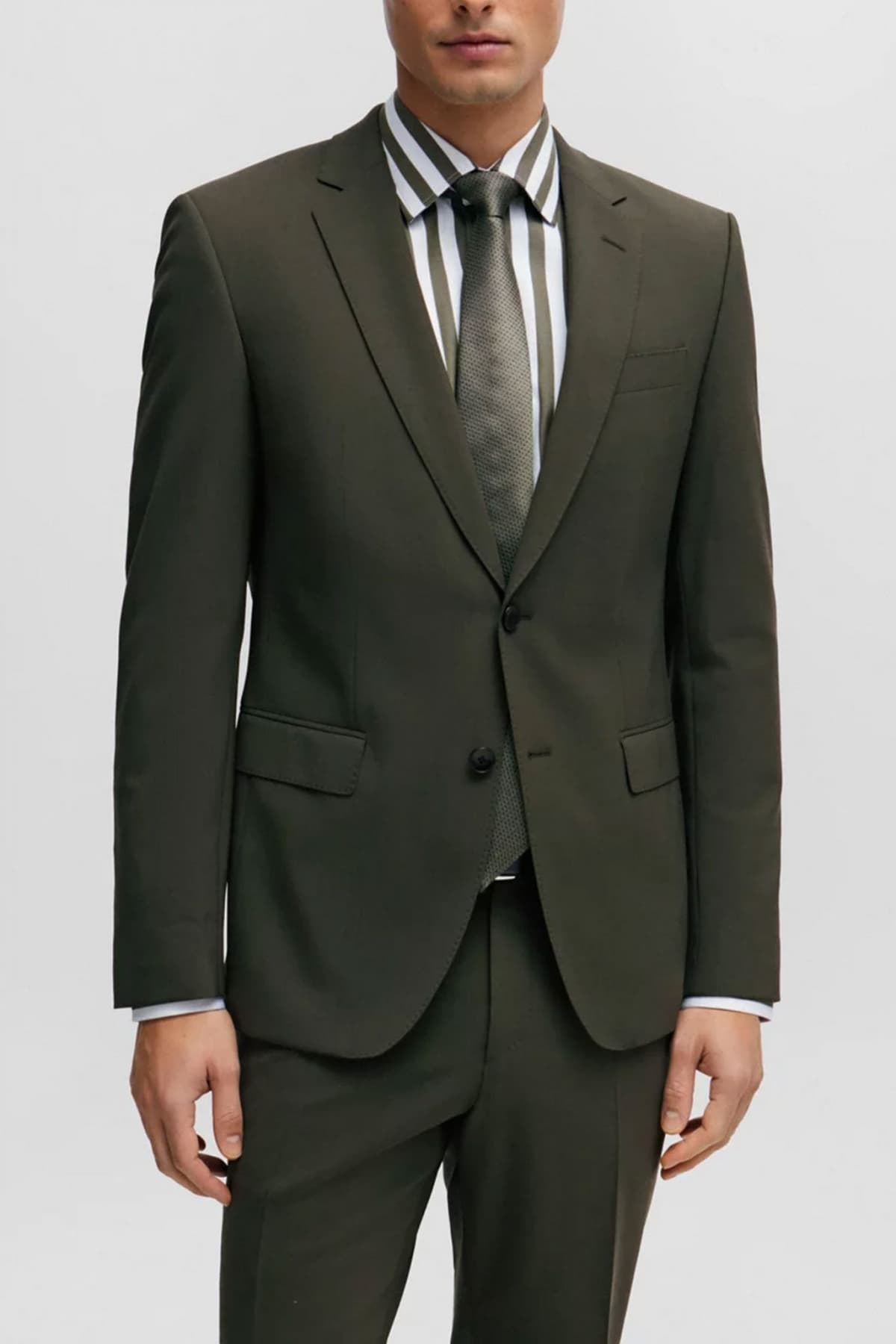 BOSS ΚΟΣΤΟΥΜΙ H-HUGE-2PCS-224 LANIFICIO TESSE BI-STRETCH SLIM FIT ΧΑΚΙ