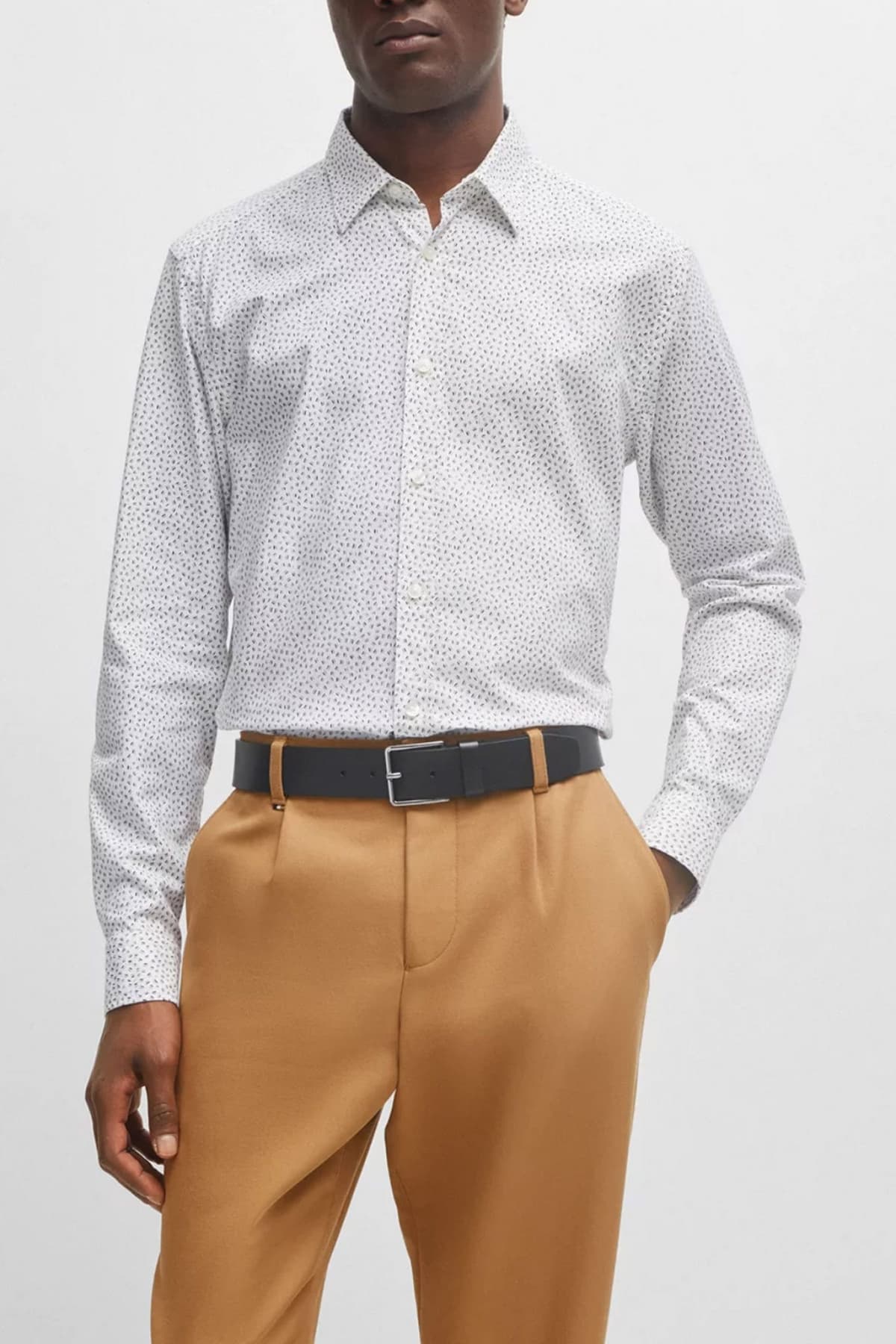 BOSS ΠΟΥΚΑΜΙΣΟ ΜΙΚΡΟΣΧΕΔΙΟ REGULAR FIT S-LIAM-KENTC1-233 ΛΕΥΚΟ-ΜΠΛΕ