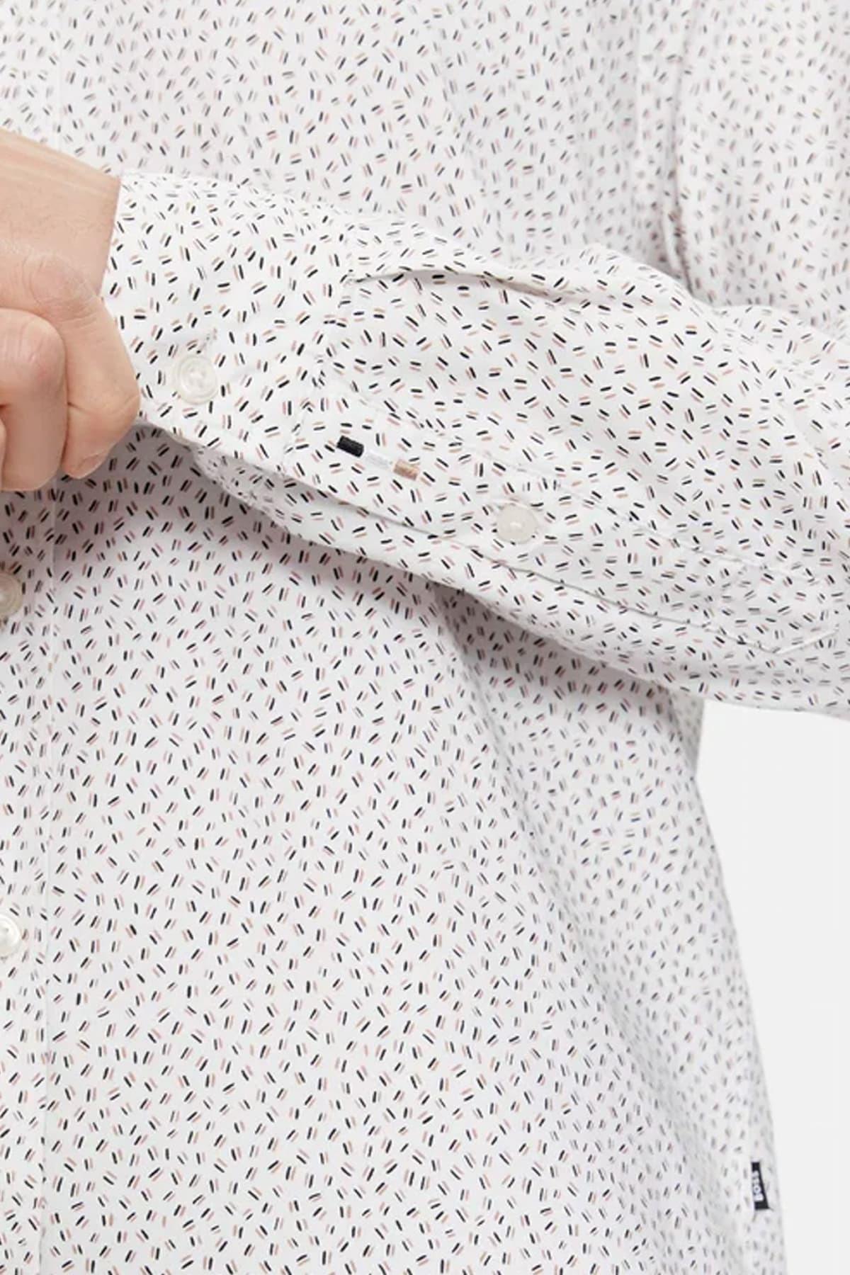 BOSS ΠΟΥΚΑΜΙΣΟ ΜΙΚΡΟΣΧΕΔΙΟ REGULAR FIT S-LIAM-KENTC1-233 ΛΕΥΚΟ-ΚΑΦΕ-ΜΑΥΡΟ