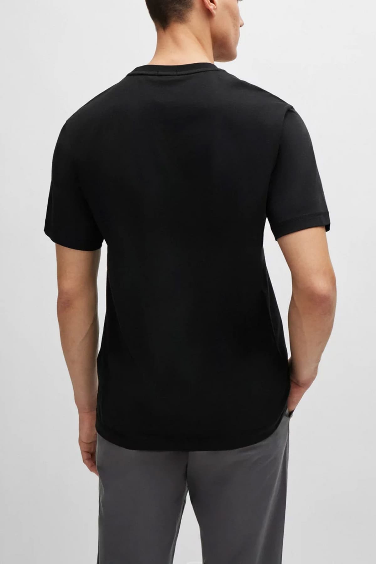 BOSS CASUAL T-SHIRT JERSEY TERETROLEO RELAXED FIT ΜΑΥΡΟ