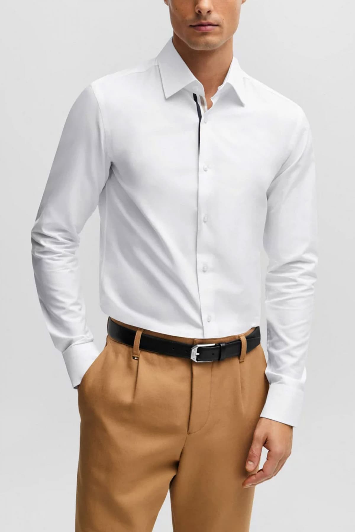 BOSS ΠΟΥΚΑΜΙΣΟ SLIM FIT H-HANK-KENT-C1-214 ΛΕΥΚΟ