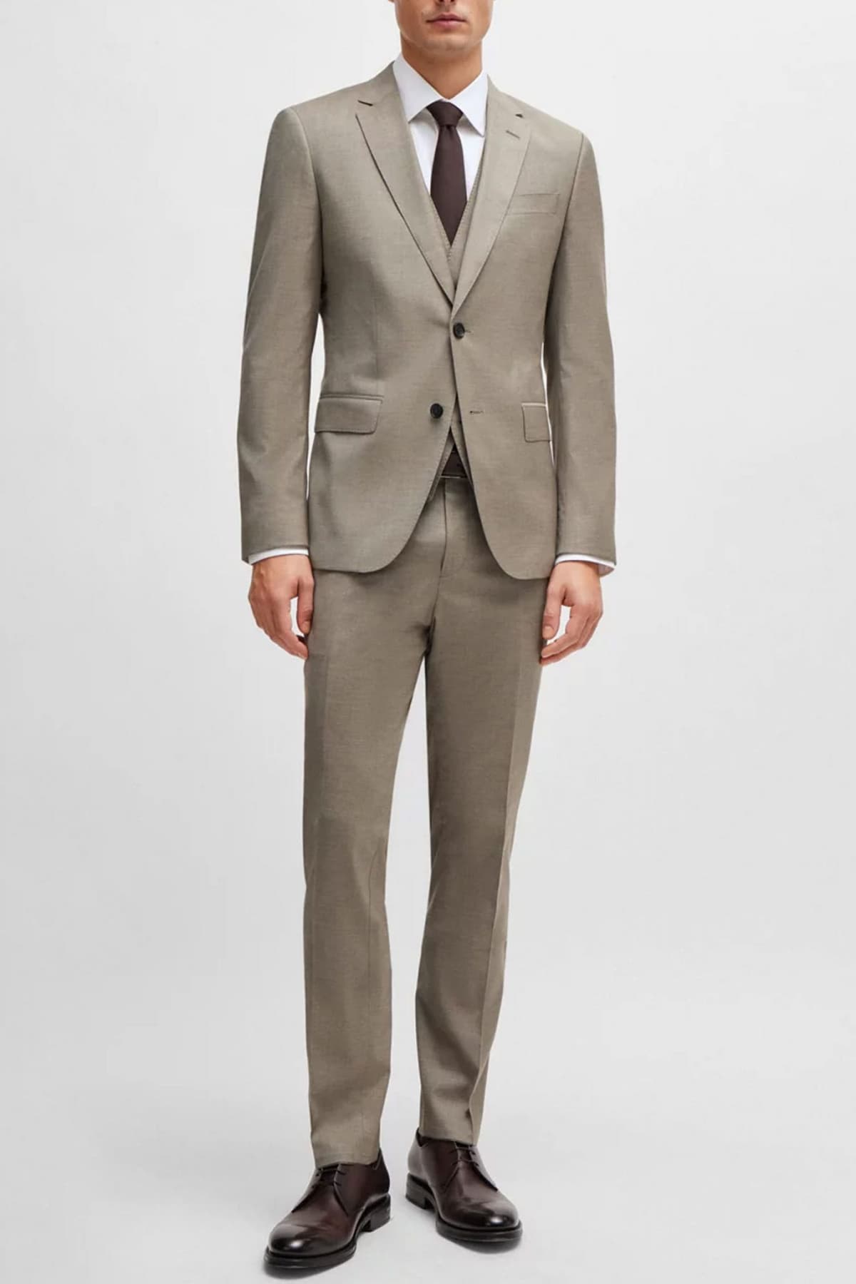 BOSS ΚΟΣΤΟΥΜΙ ΜΕ ΓΙΛΕΚΟ SLIM FIT H-HUGE-3PCS-232 LANIFICIO TESSE BIELLA STRETCH ΓΚΡΙ