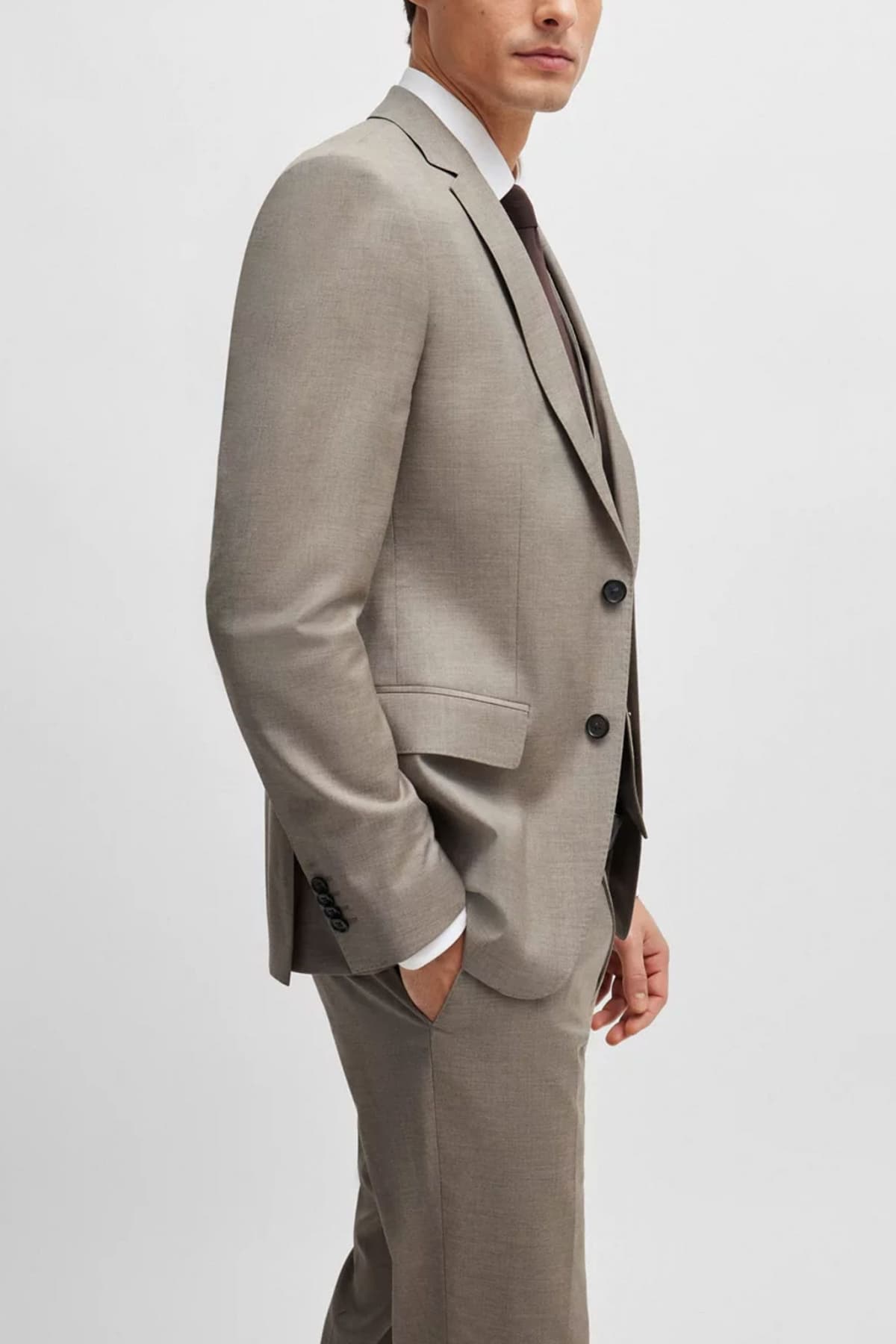 BOSS ΚΟΣΤΟΥΜΙ ΜΕ ΓΙΛΕΚΟ SLIM FIT H-HUGE-3PCS-232 LANIFICIO TESSE BIELLA STRETCH ΓΚΡΙ