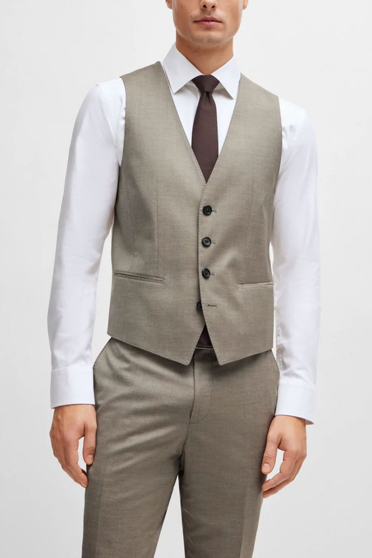 BOSS ΚΟΣΤΟΥΜΙ ΜΕ ΓΙΛΕΚΟ SLIM FIT H-HUGE-3PCS-232 LANIFICIO TESSE BIELLA STRETCH ΓΚΡΙ