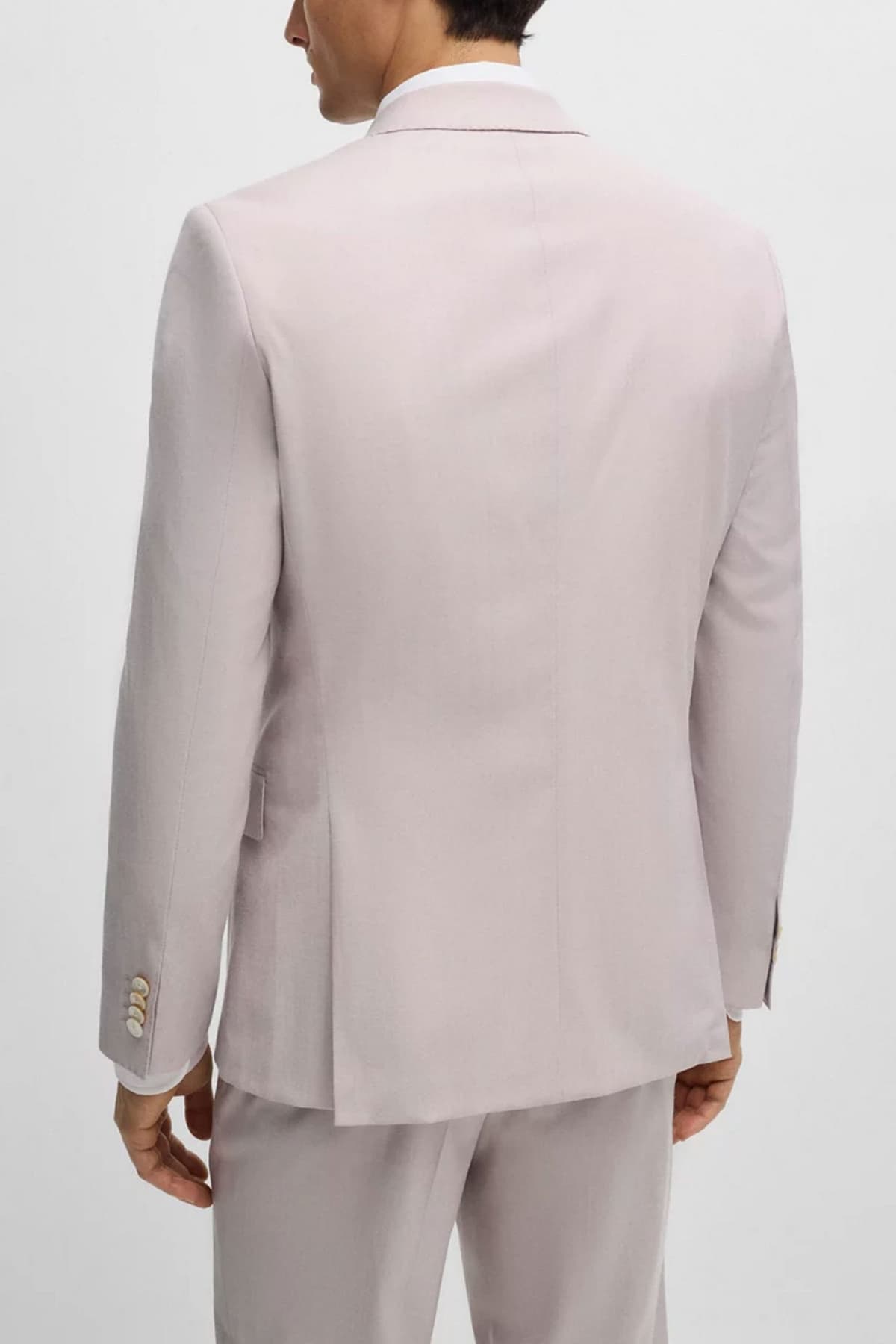 BOSS ΚΟΣΤΟΥΜΙ ΜΕ ΓΙΛΕΚΟ SLIM FIT H-HUGE-3PCS-232 LANIFICIO TESSE BIELLA STRETCH ΠΟΥΔΡΑ