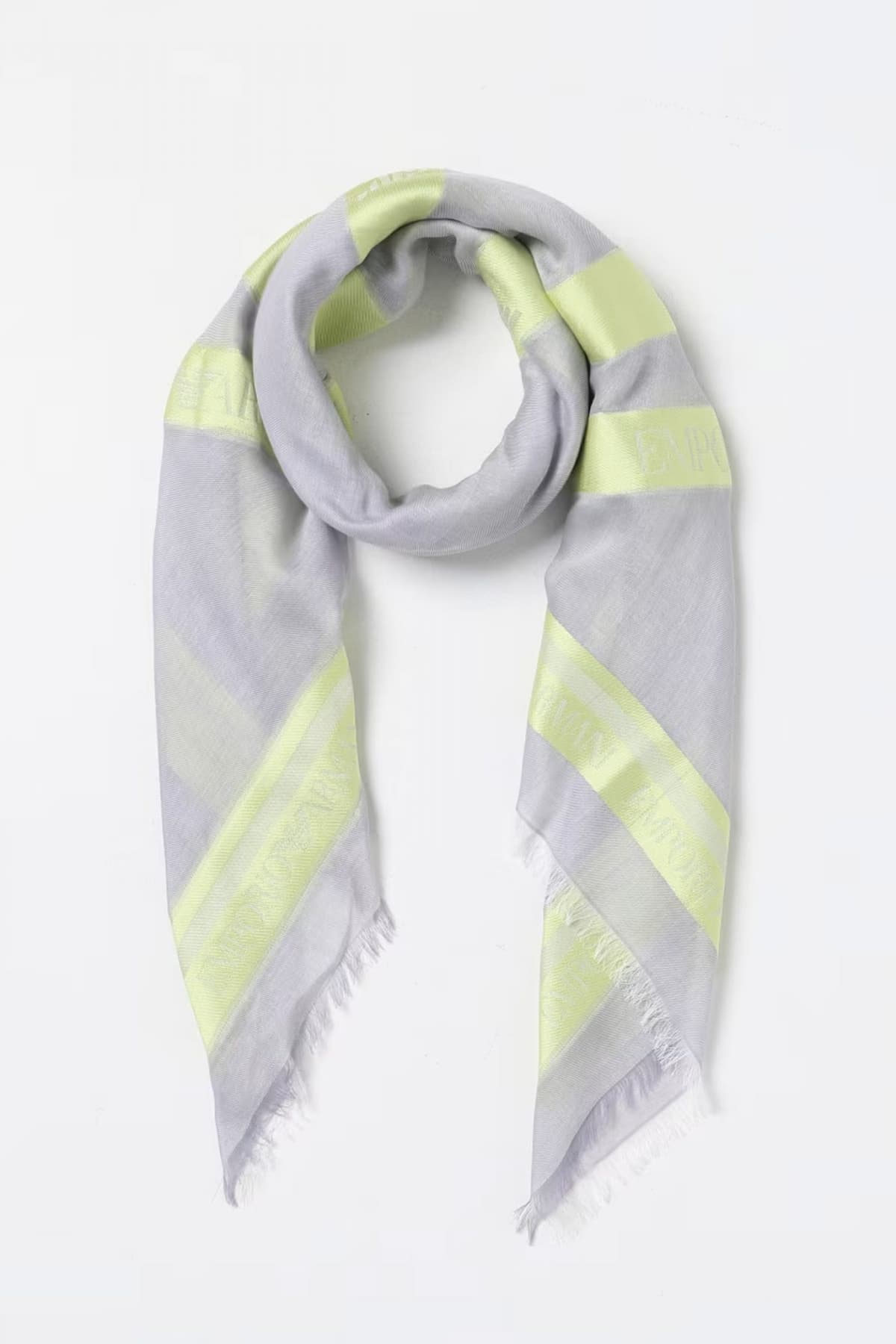 EMPORIO ARMANI ΦΟΥΛΑΡΙ LOGO ΓΚΡΙ/ΚΙΤΡΙΝΟ