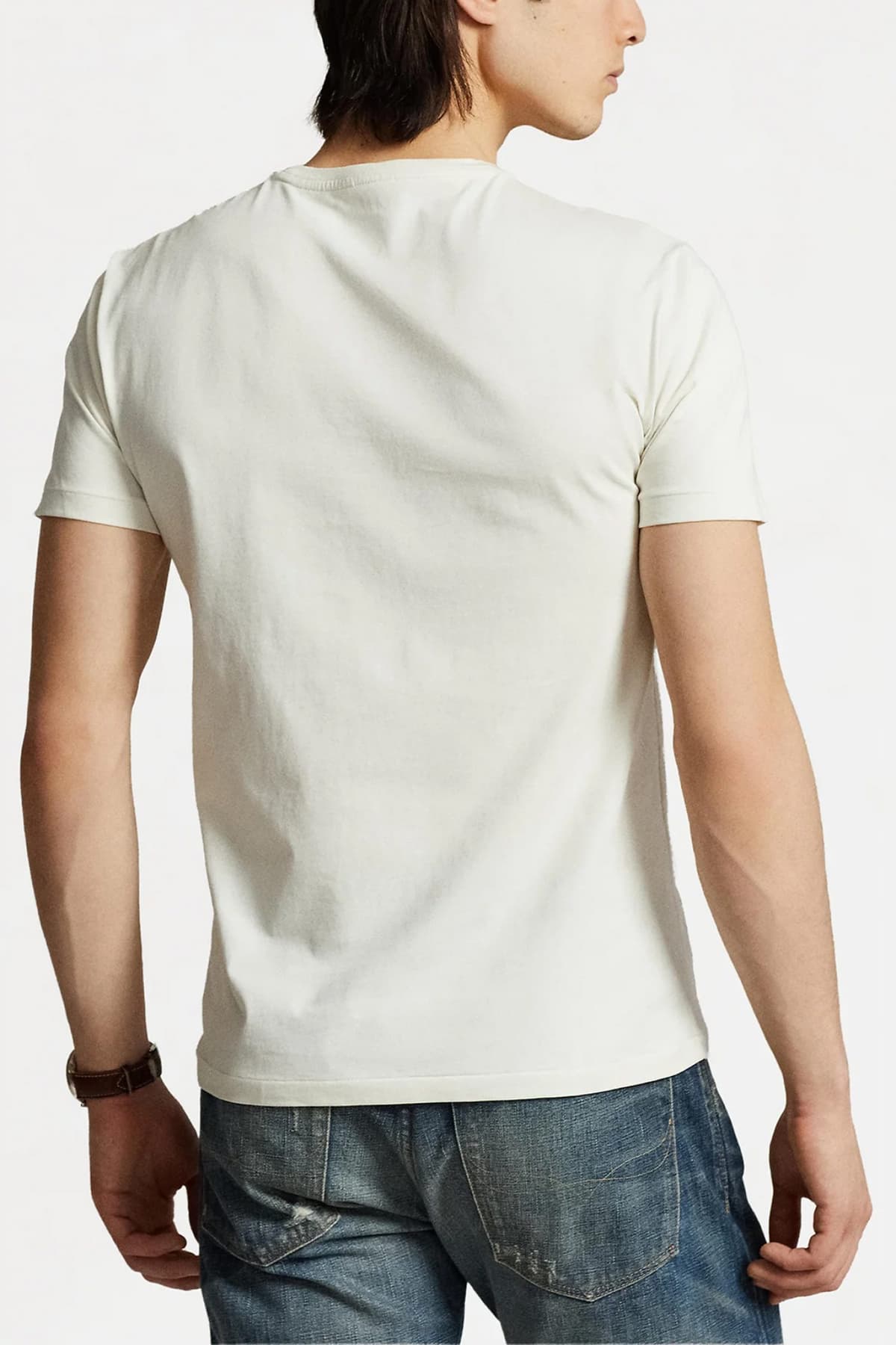 RALPH LAUREN T-SHIRT LOGO CUSTOM SLIM FIT ΚΡΕΜ