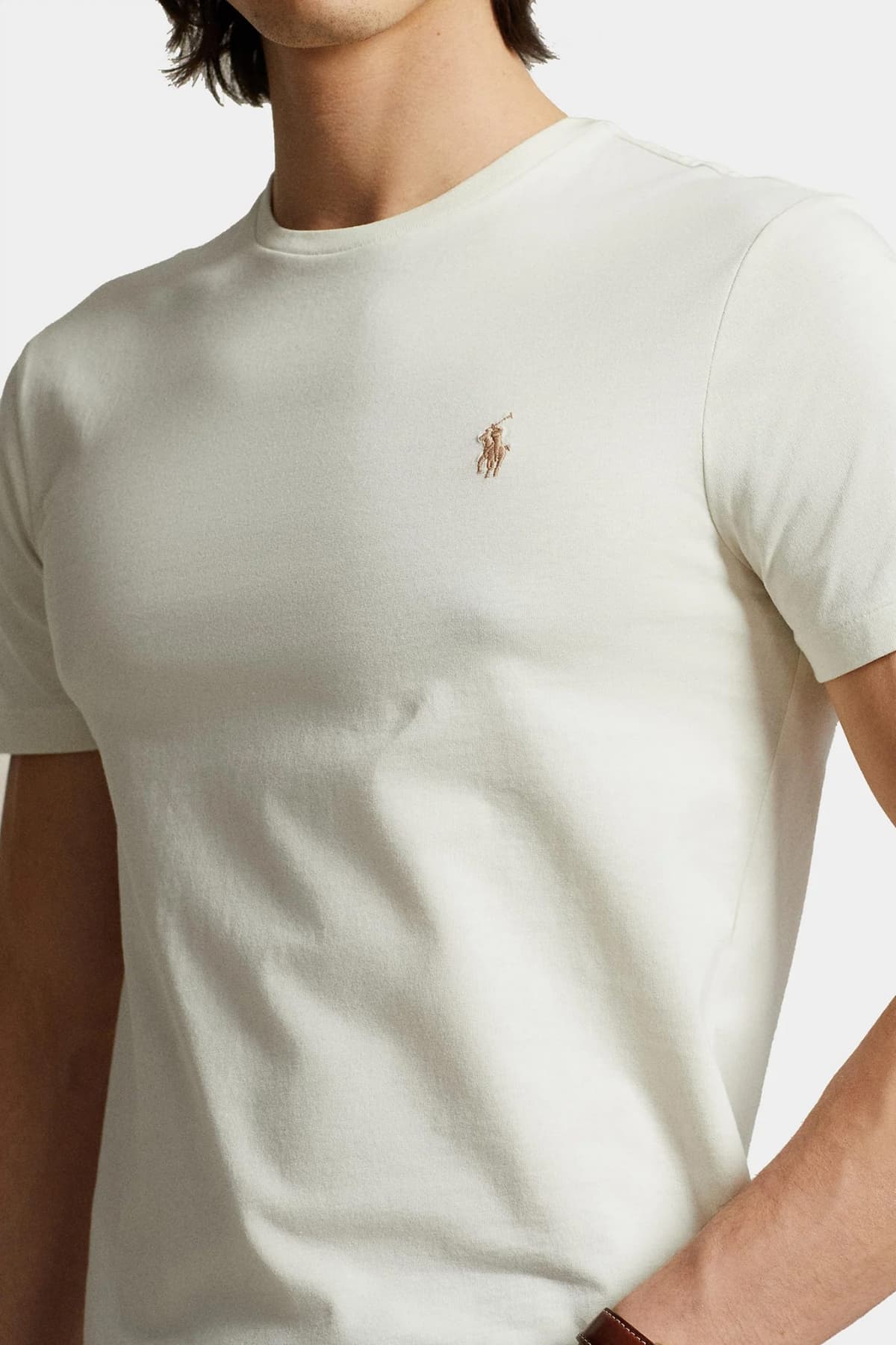 RALPH LAUREN T-SHIRT LOGO CUSTOM SLIM FIT ΚΡΕΜ