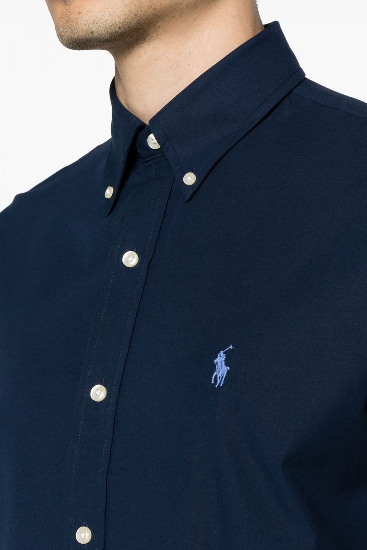 RALPH LAUREN ΠΟΥΚΑΜΙΣΟ BUTTON DOWN PINPOINT OXFORD CUSTOM FIT STRETCH ΜΠΛΕ