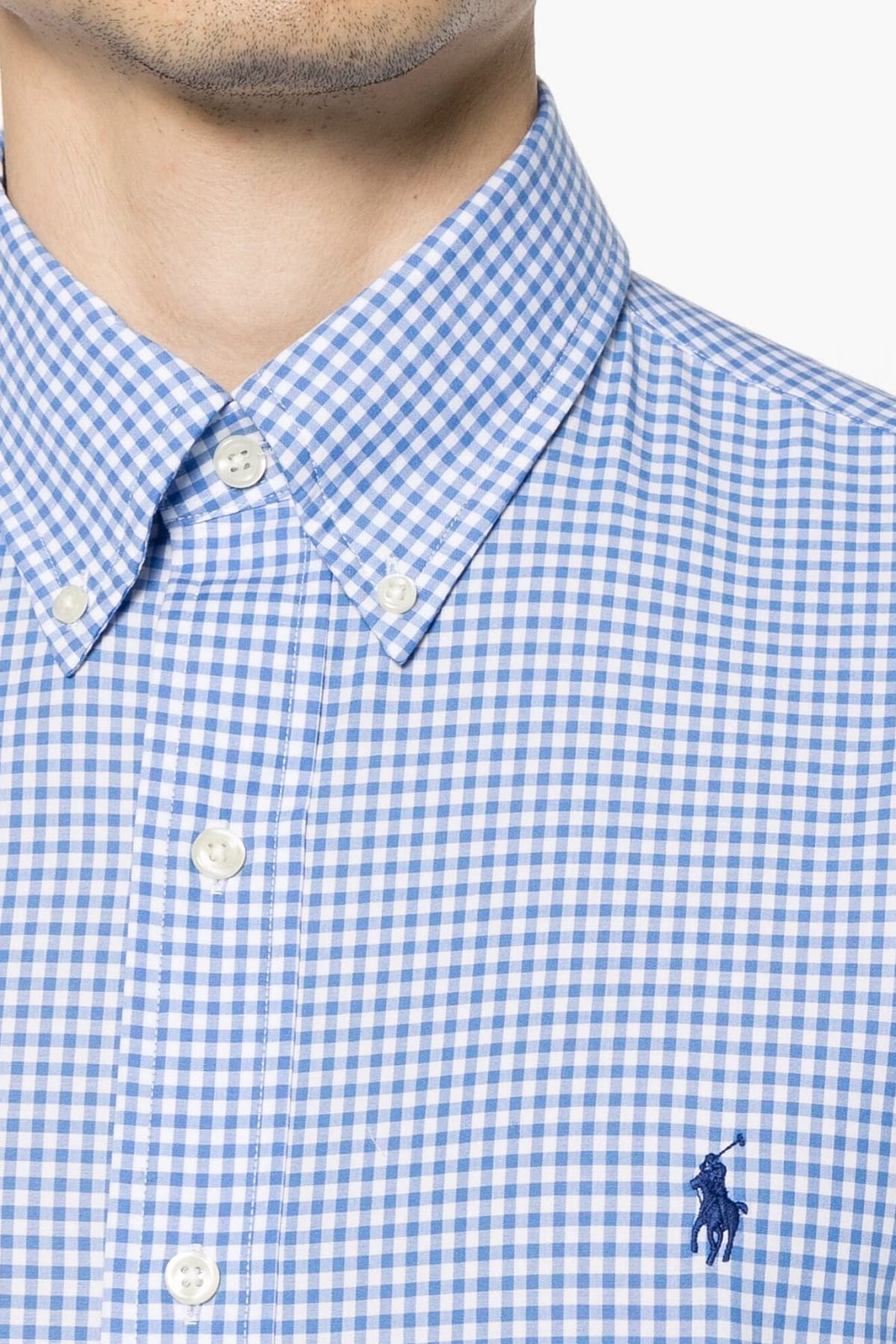 RALPH LAUREN ΠΟΥΚΑΜΙΣΟ ΚΑΡΩ BUTTON DOWN CUSTOM FIT ΣΙΕΛ-ΛΕΥΚΟ