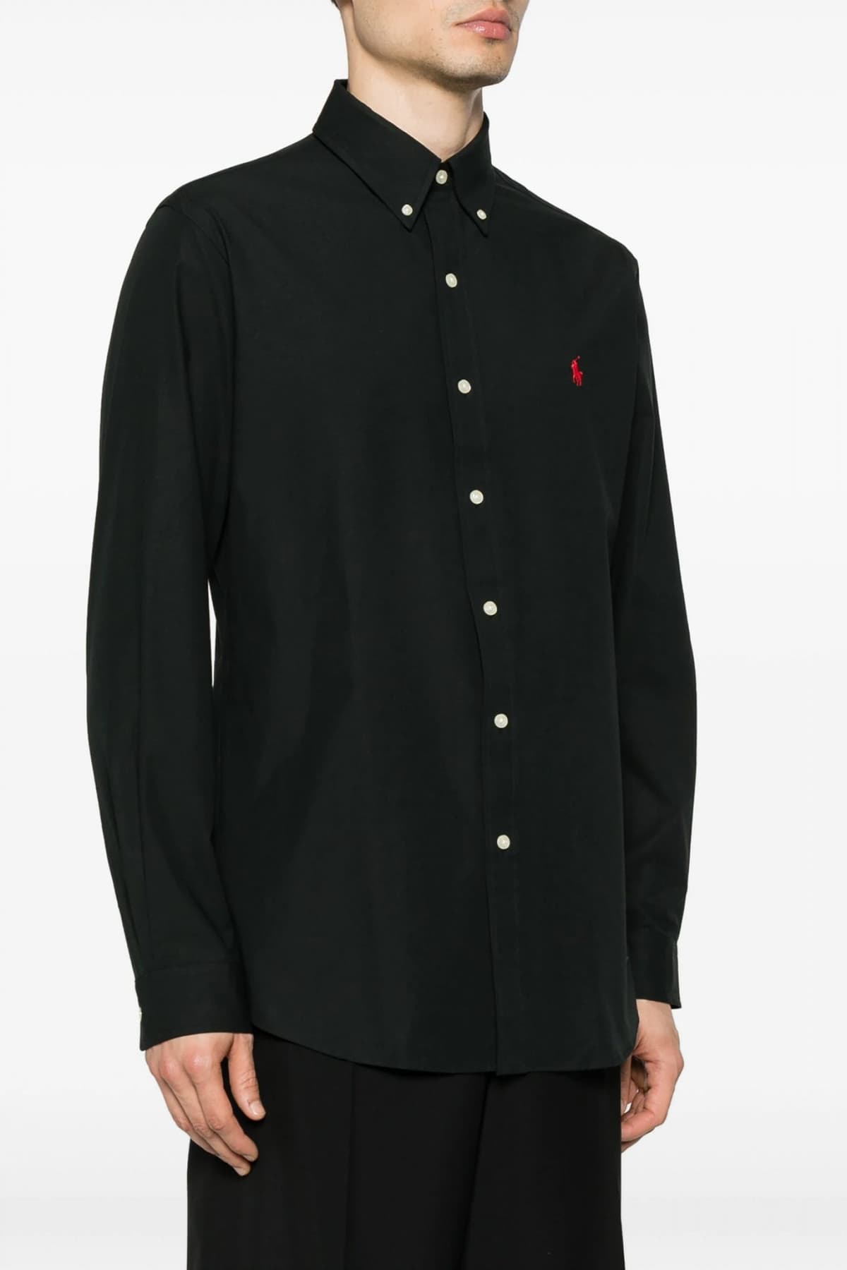 RALPH LAUREN ΠΟΥΚΑΜΙΣΟ BUTTON DOWN CUSTOM FIT STRETCH ΜΑΥΡΟ