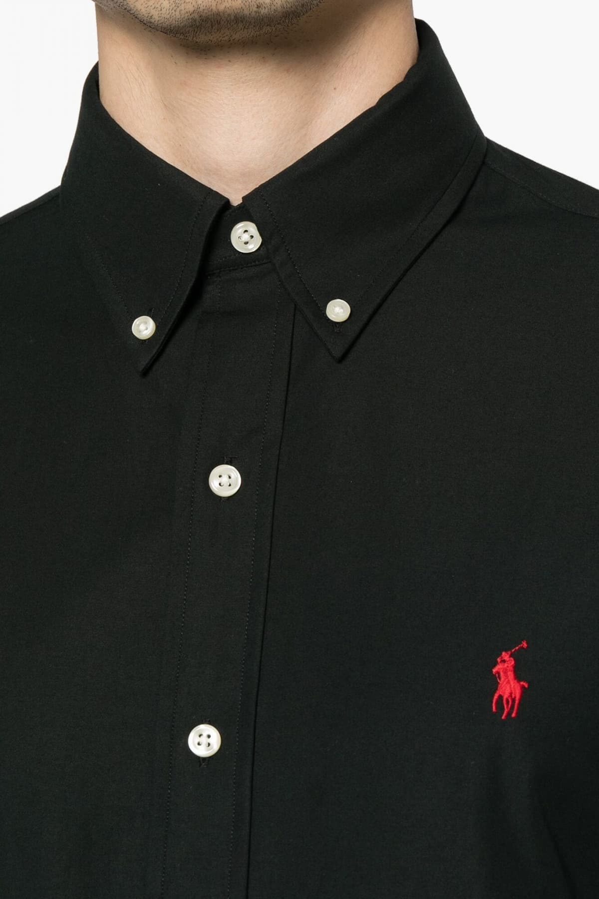 RALPH LAUREN ΠΟΥΚΑΜΙΣΟ BUTTON DOWN CUSTOM FIT STRETCH ΜΑΥΡΟ