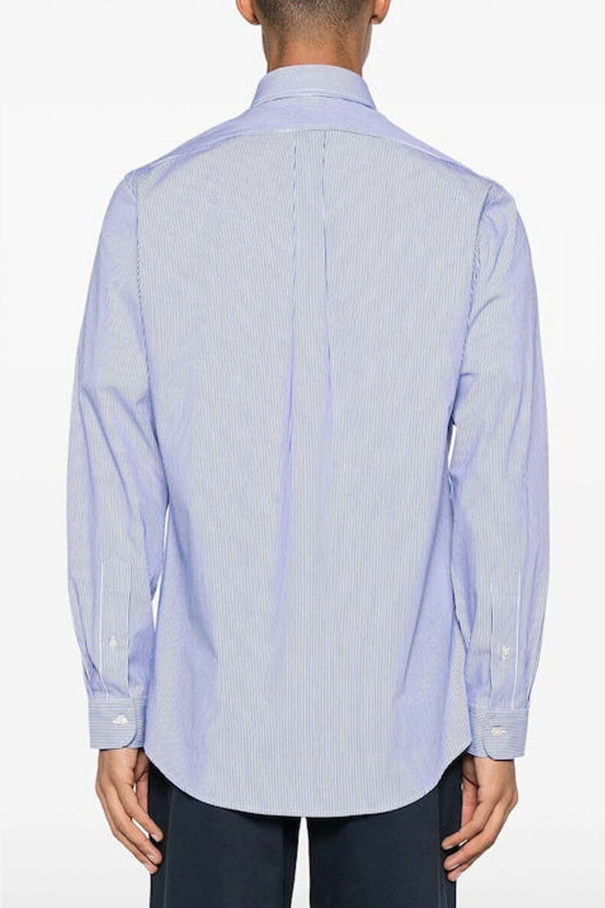 RALPH LAUREN ΠΟΥΚΑΜΙΣΟ ΡΙΓΕ BUTTON DOWN CUSTOM FIT ΜΠΛΕ-ΛΕΥΚΟ